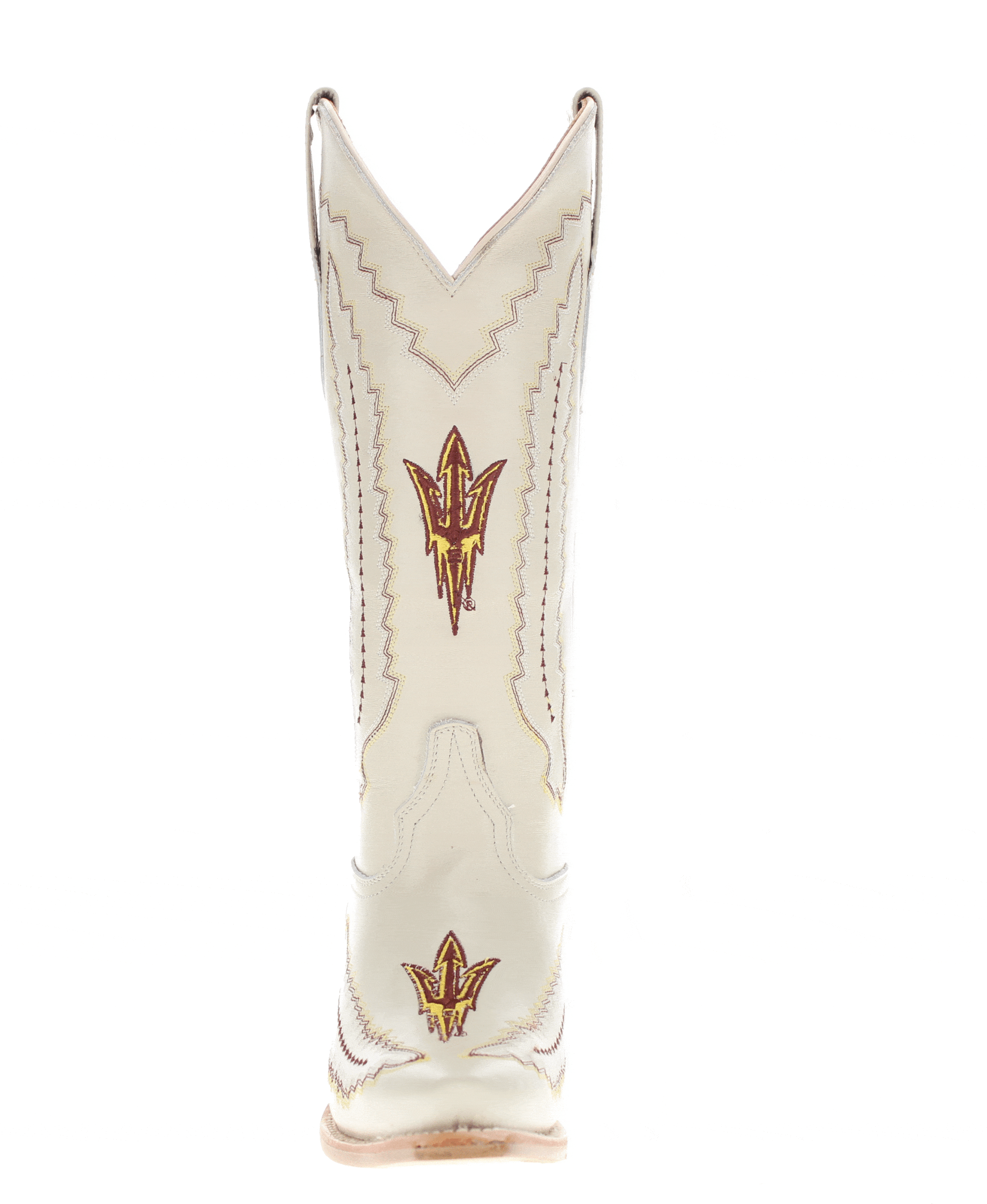 Women's Arizona State University Cowgirl Boots Bone Leather Snip Toe Boots by Vaccari