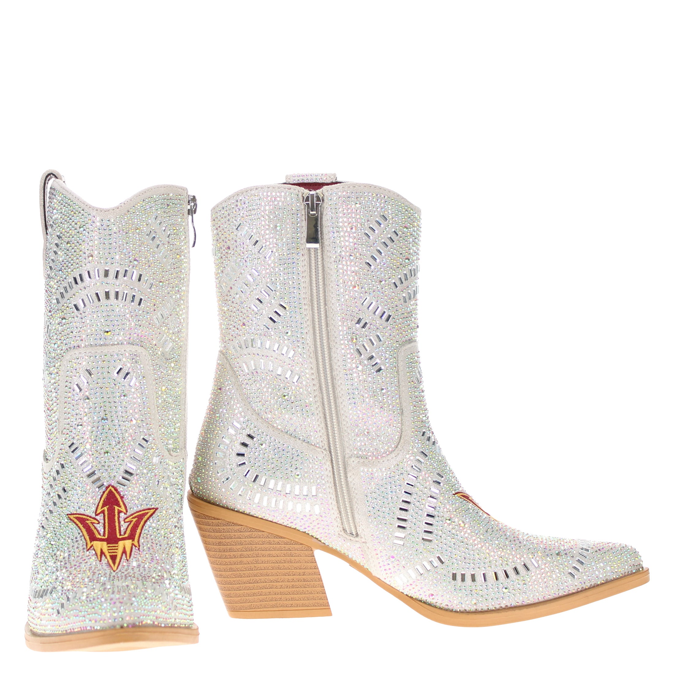 Women's Arizona State University Natural Bling Cowgirl Booties Jade by V by Vaccari