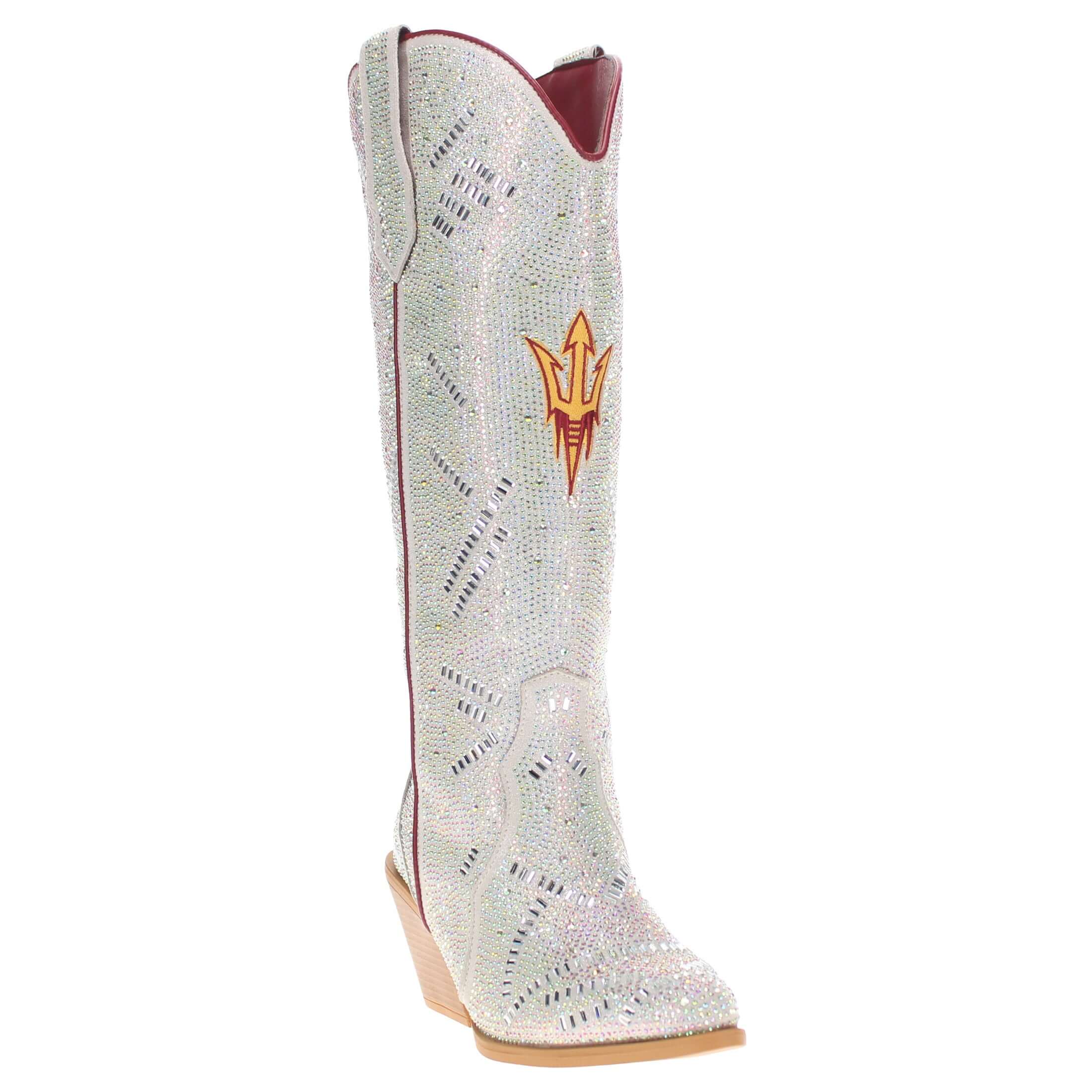 Women's Arizona State University Natural Tall Bling Cowgirl Boots Amber by V by Vaccari