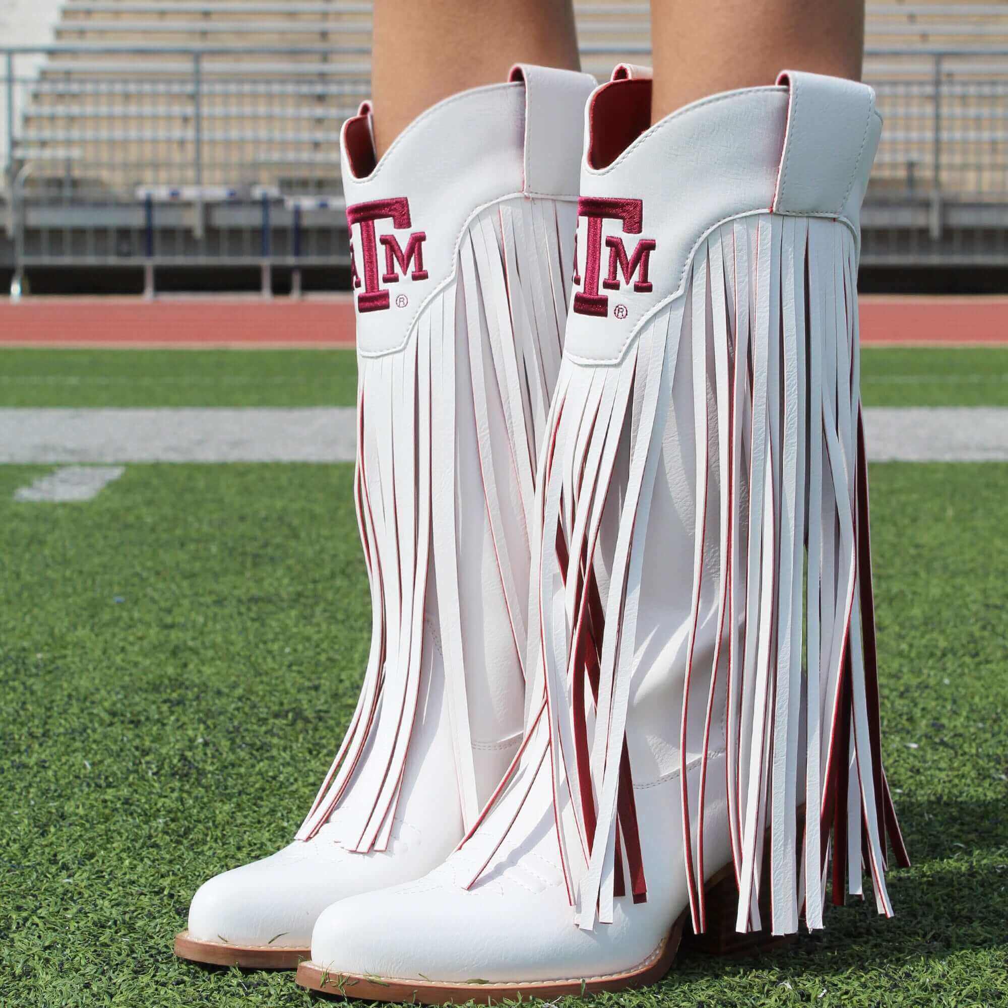 Women's Texas A&M White Cowgirl Boots Kacey V by Vaccari