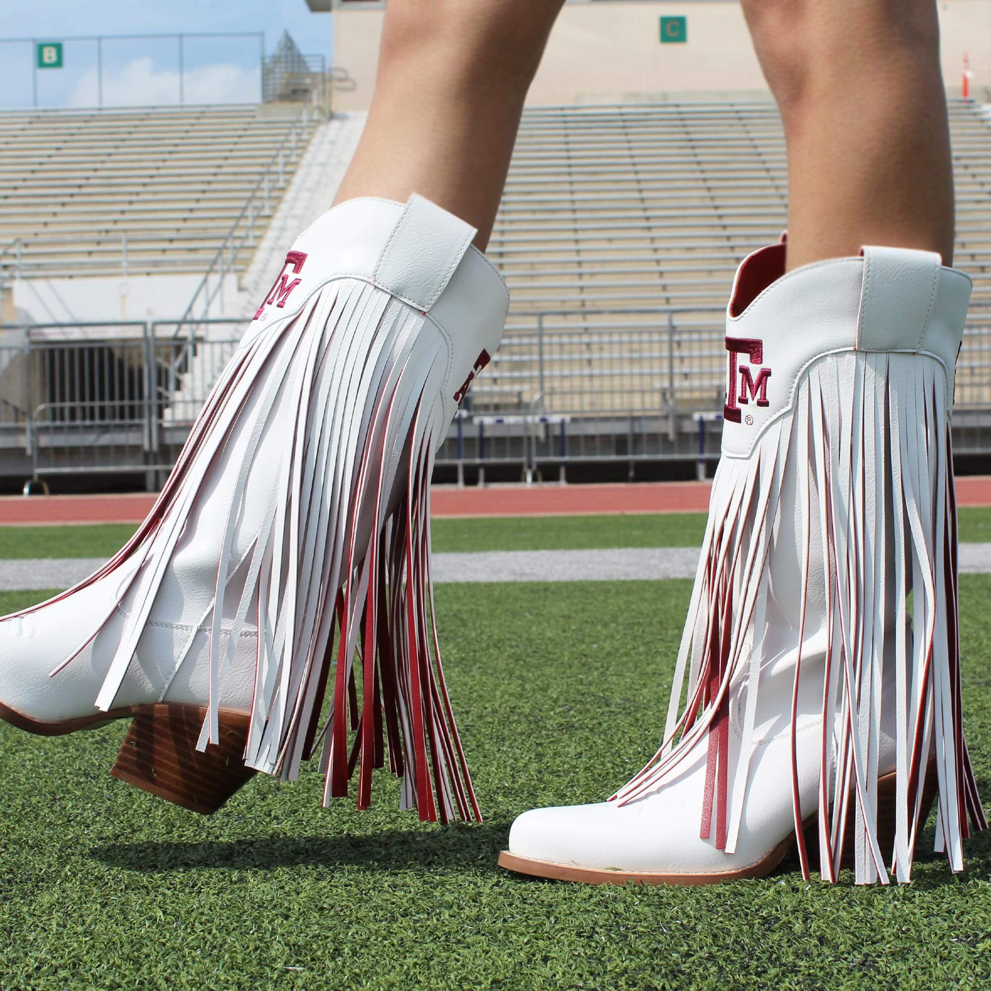 Texas A&M University Kacey White Fringe Boot By V By Vaccari