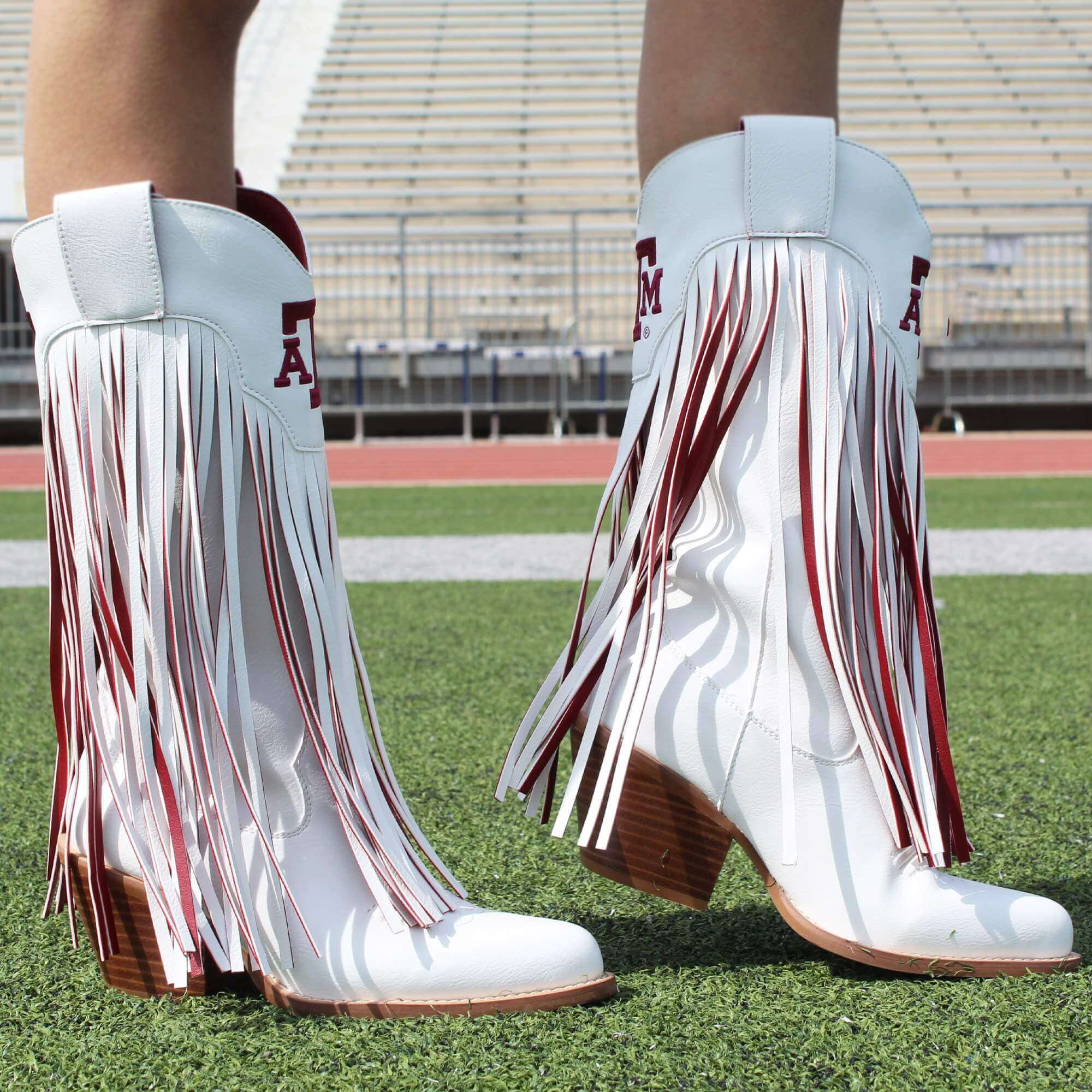 Texas A&M University Kacey White Fringe Boot By V By Vaccari