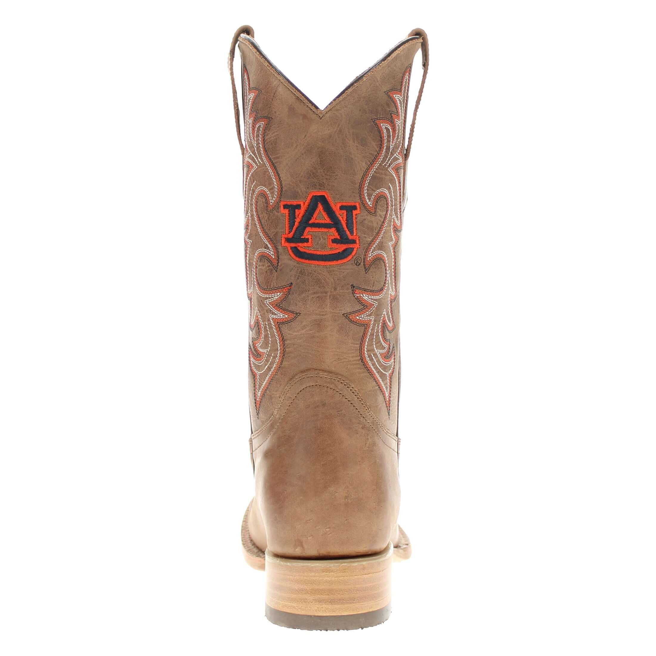 Men's Auburn University Tan Sqaure Toe Cowboy Boots by Vaccari