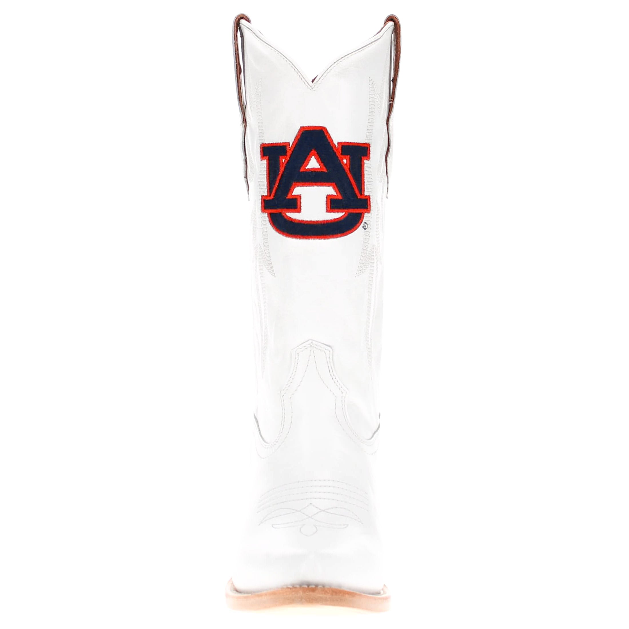 Women's Auburn University Tigers All White Pointed Toe Cowgirl Boots Leighton Vaccari University