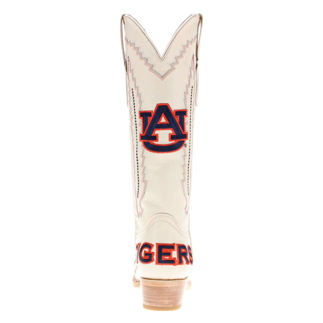 Women's Auburn University Tigers Bone Snip Toe Cowgirl Boots Naomi by Vaccari