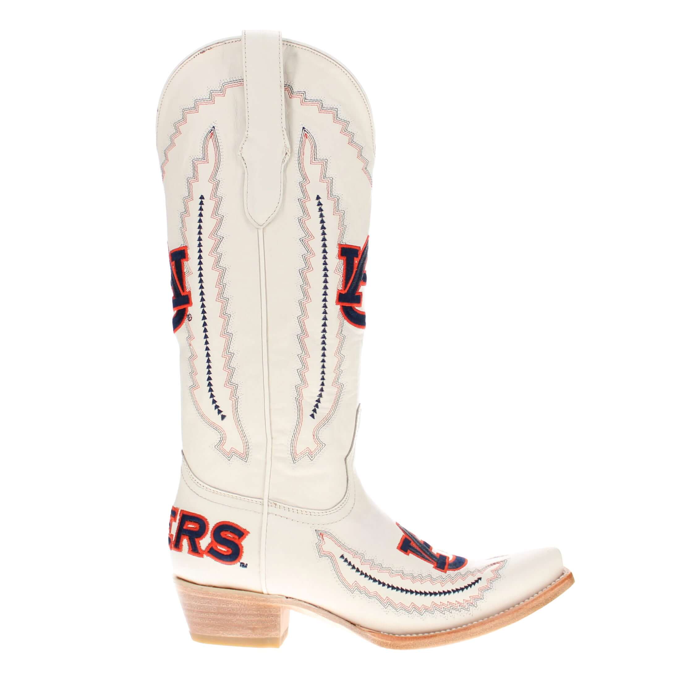 Women's Auburn University Tigers Bone Snip Toe Cowgirl Boots Naomi by Vaccari