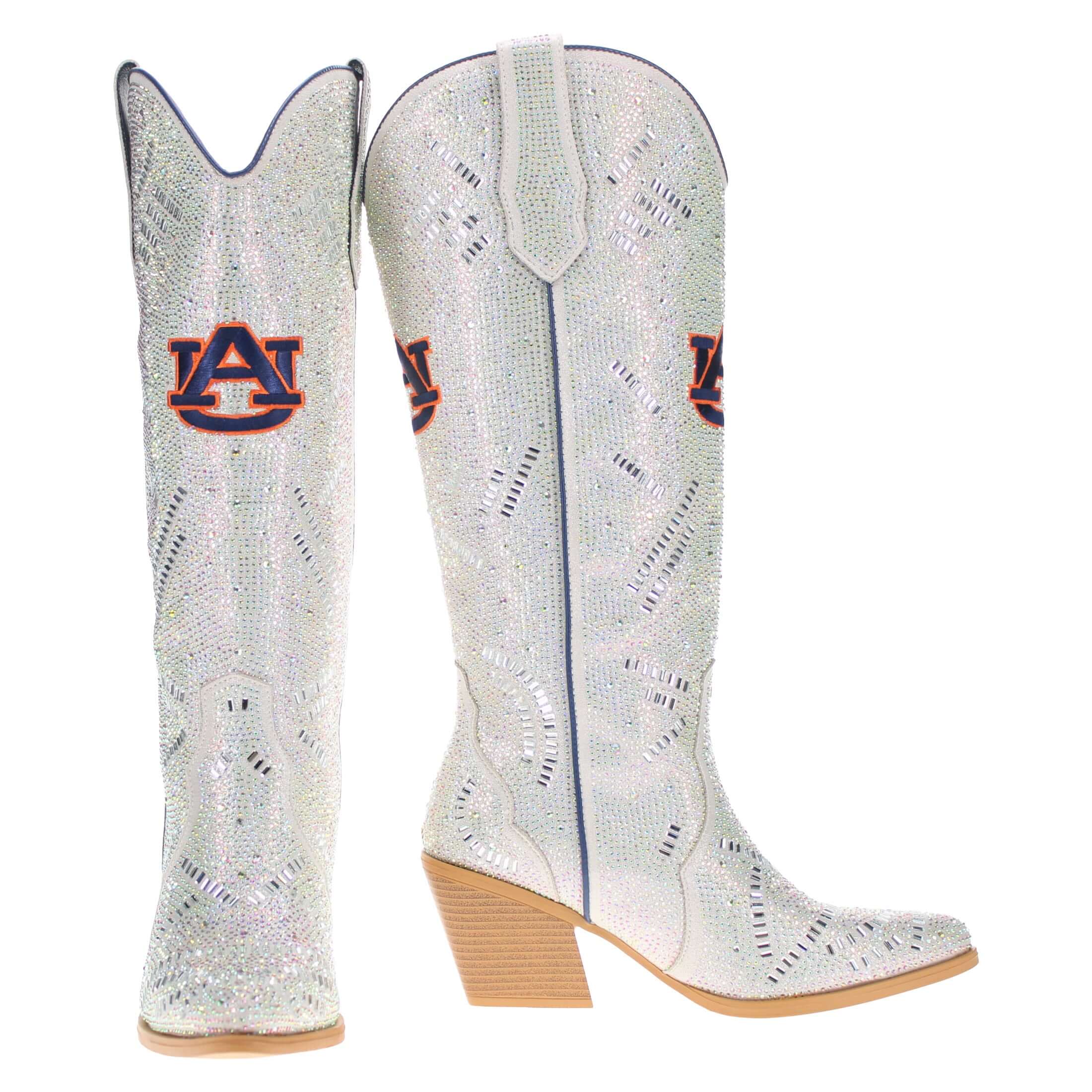 Women's Auburn University Natural Tall Bling Cowgirl Boots Amber by V by Vaccari