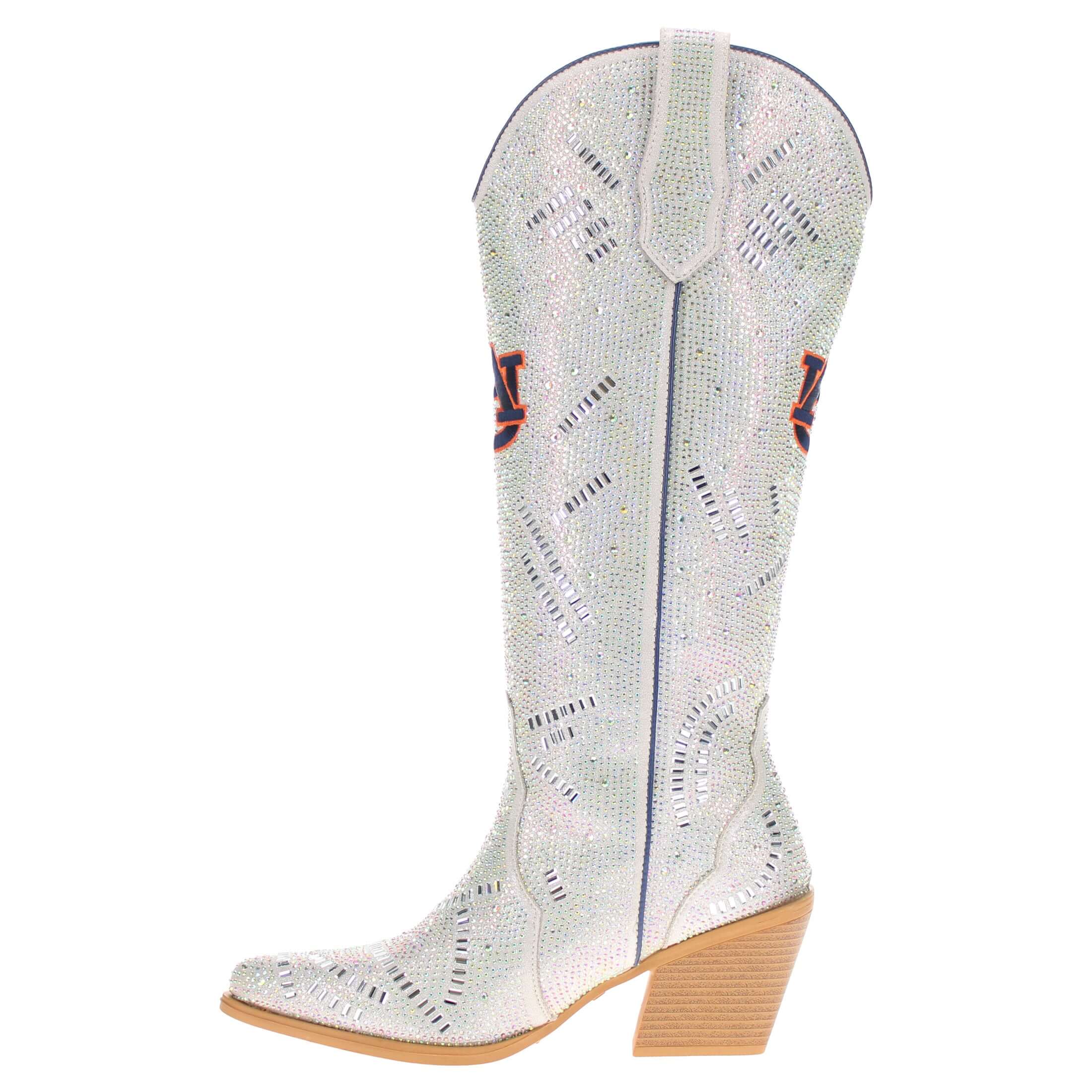 Women's Auburn University Natural Tall Bling Cowgirl Boots Amber by V by Vaccari