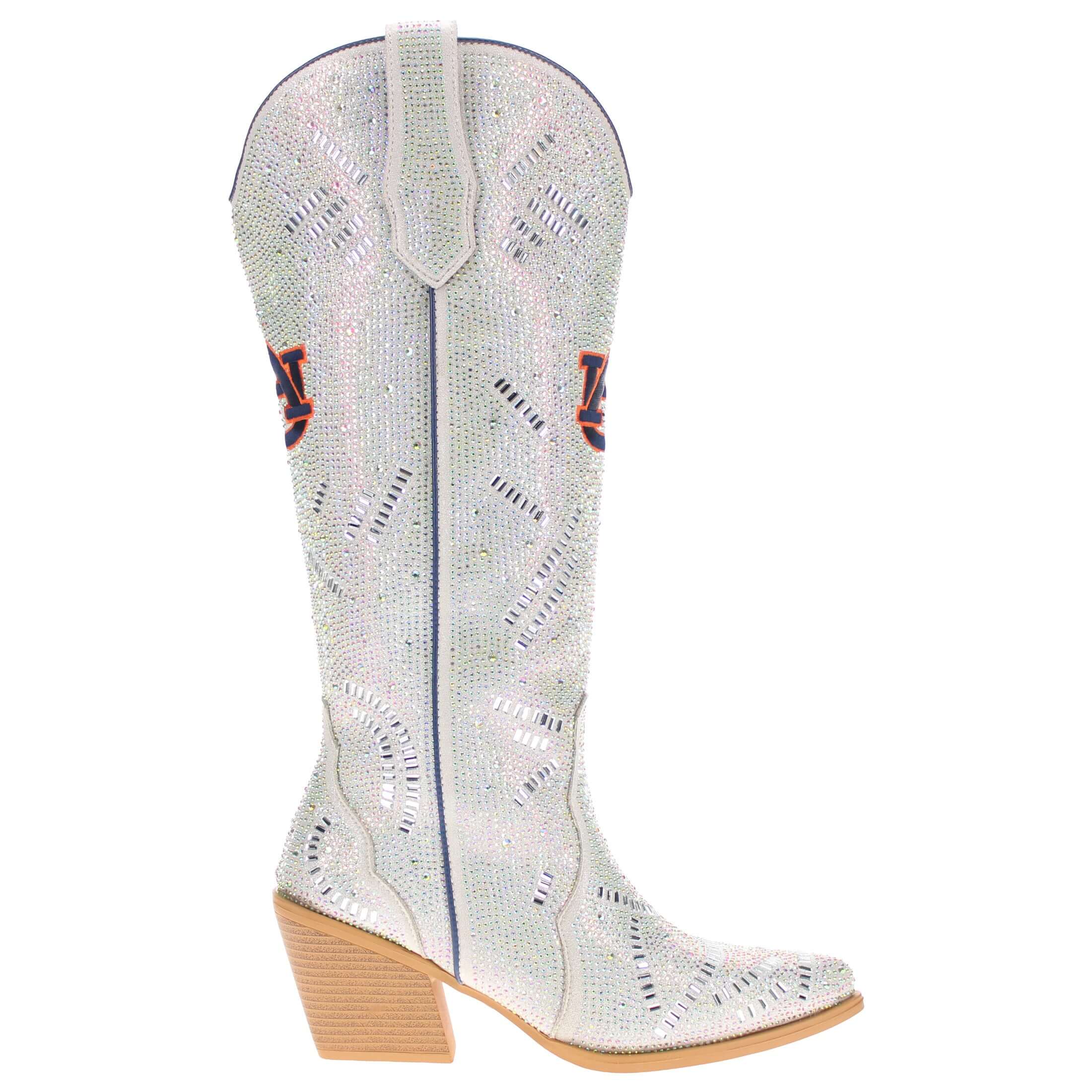 Women's Auburn University Natural Tall Bling Cowgirl Boots Amber by V by Vaccari