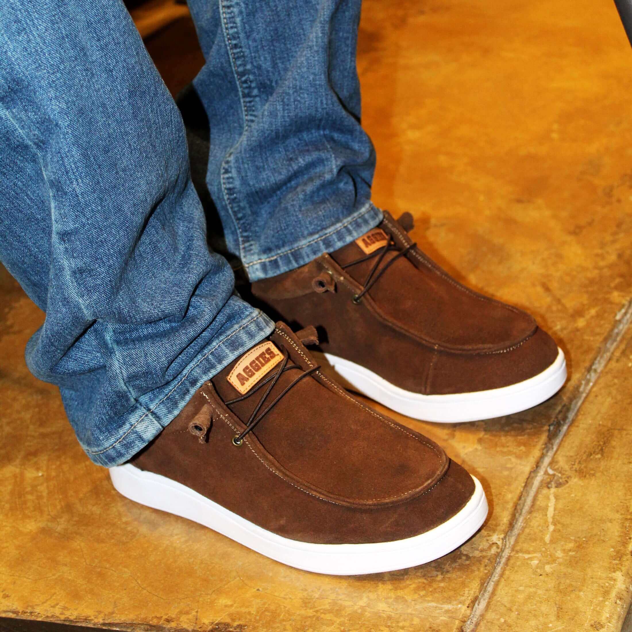 Men's Texas A&M University leather suede slip-on shoes