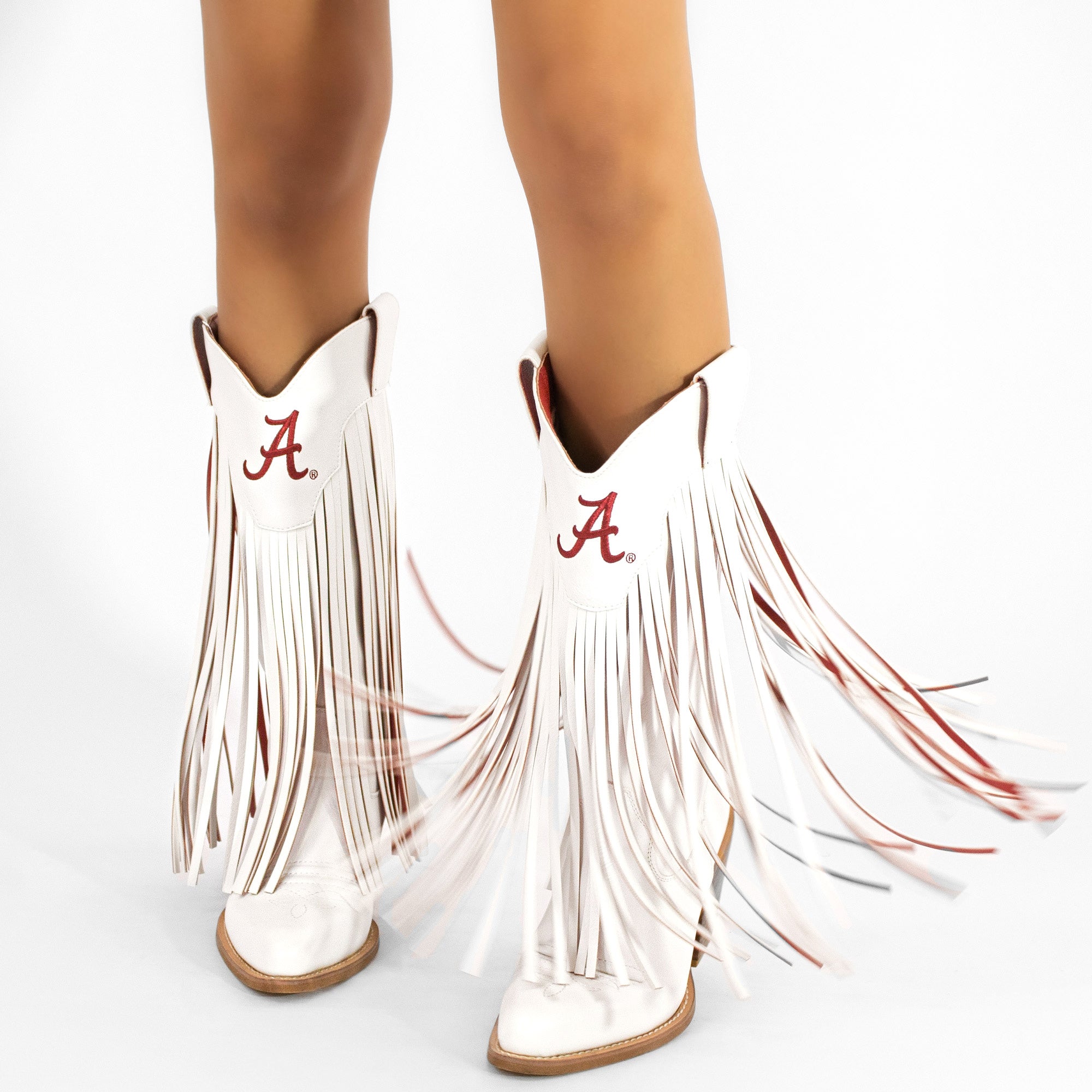 University of Alabama Kacey White Fringe Boot By V By Vaccari