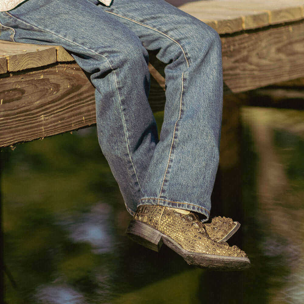 American Alligator Men's Natural Cowboy Boots alexander by Vaccari Core