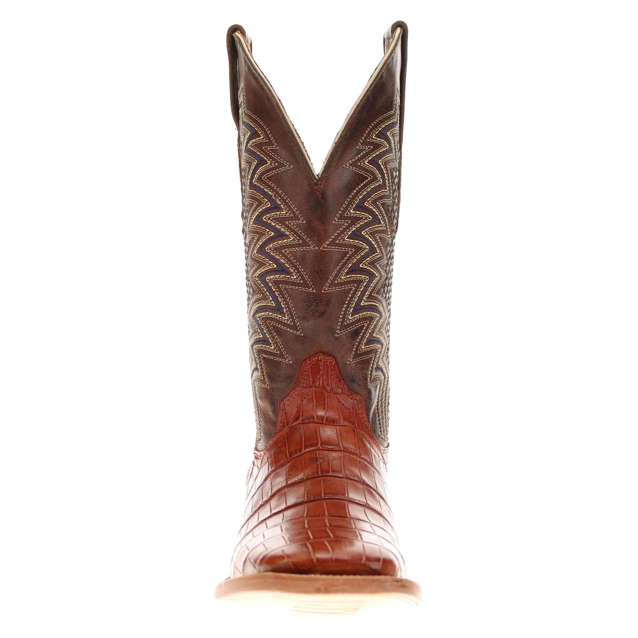 Mens black leather western boots with round toe and decorative stitching, featuring full-quill ostrich leather on the foot for added texture.