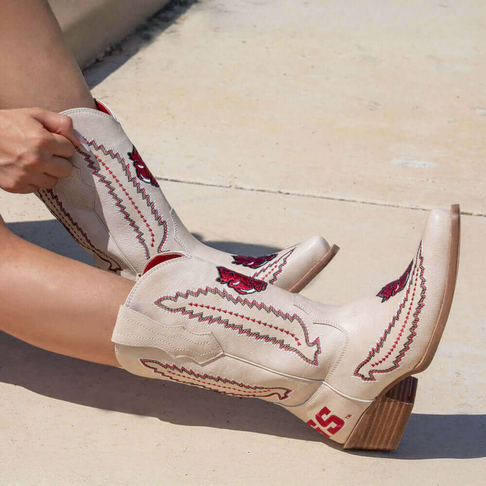 University of Arkansas Bone Cowgirl Boots Mimi by V by Vaccari