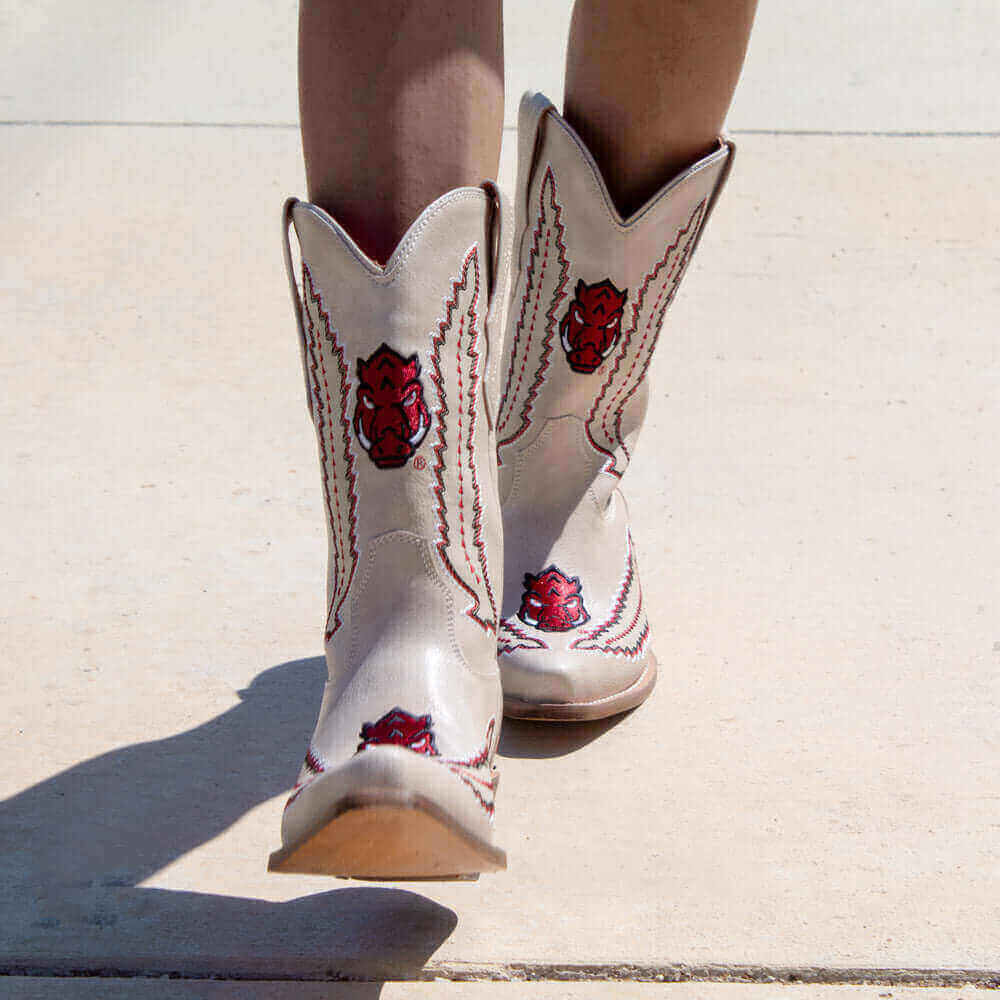 University of Arkansas Bone Cowgirl Boots Mimi by V by Vaccari