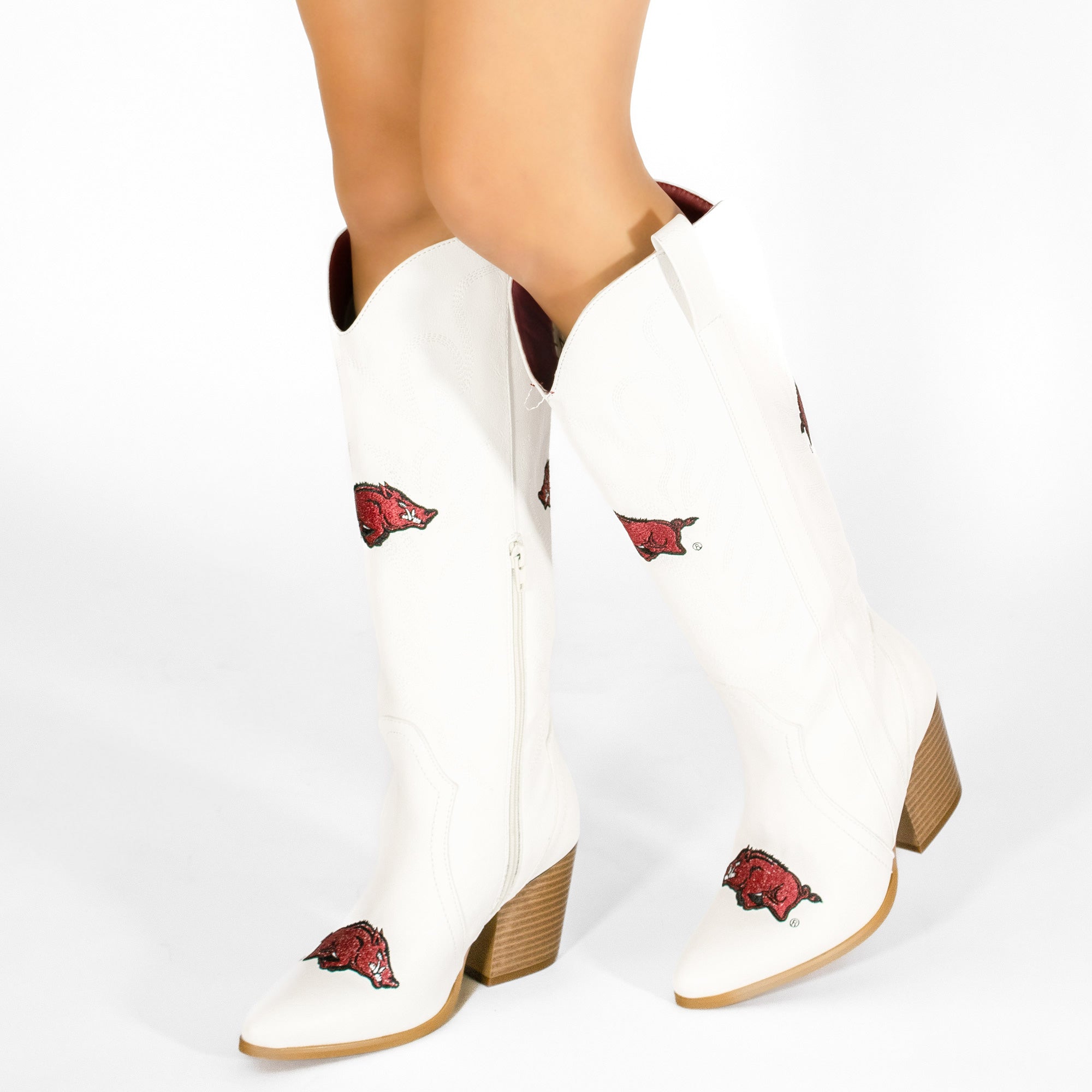 Women's University of Arkansas Blair Tall White Boot By V By Vaccari
