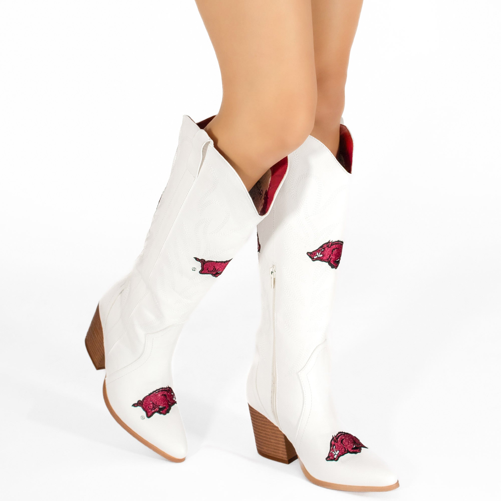 Women's University of Arkansas Blair Tall White Boot By V By Vaccari