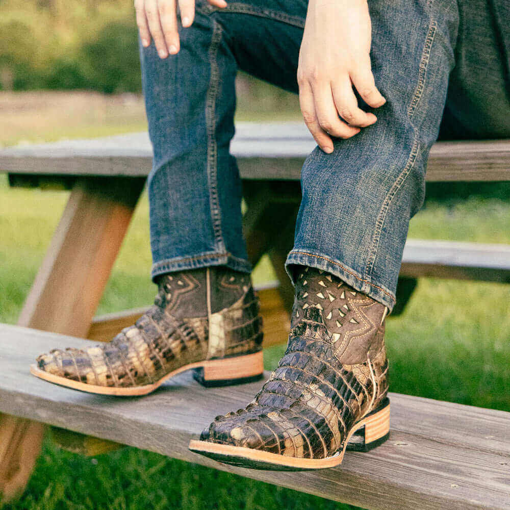 American Alligator Men's Natural Cowboy Boots Axel by Vaccari Core