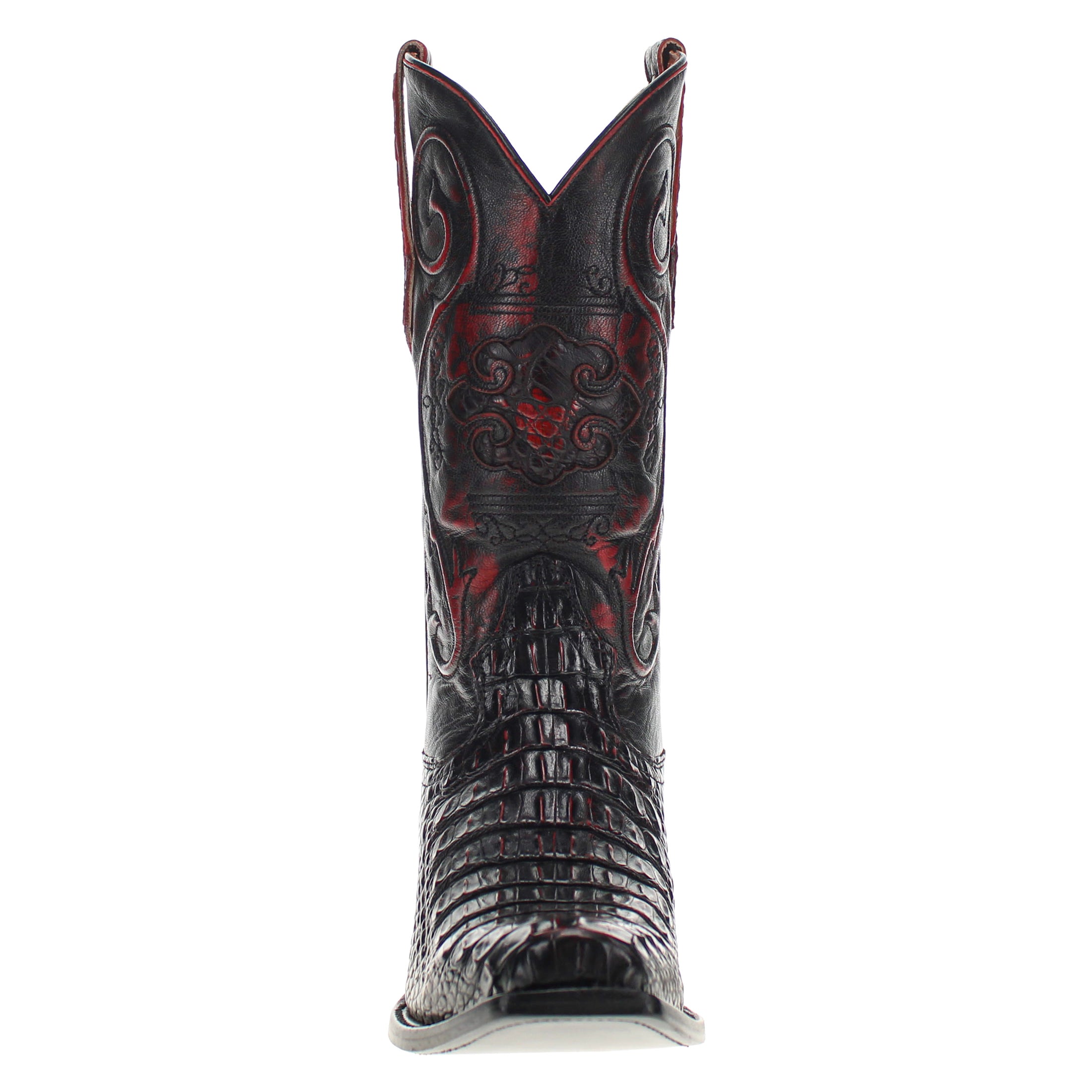 Men's Black Cherry American Alligator Hornback JW Toe Cowboy Boots by Vaccari