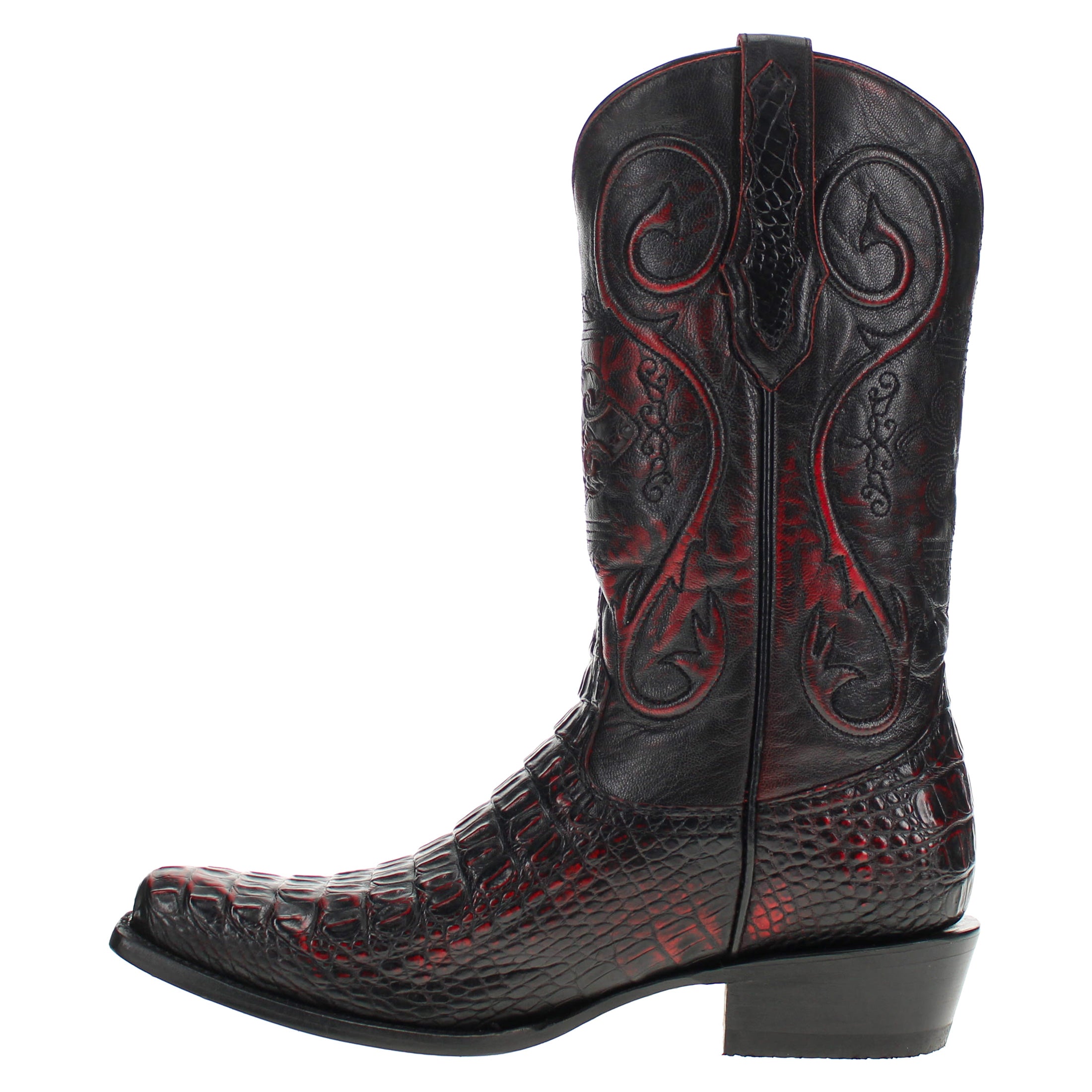 Men's Black Cherry American Alligator Hornback JW Toe Cowboy Boots by Vaccari