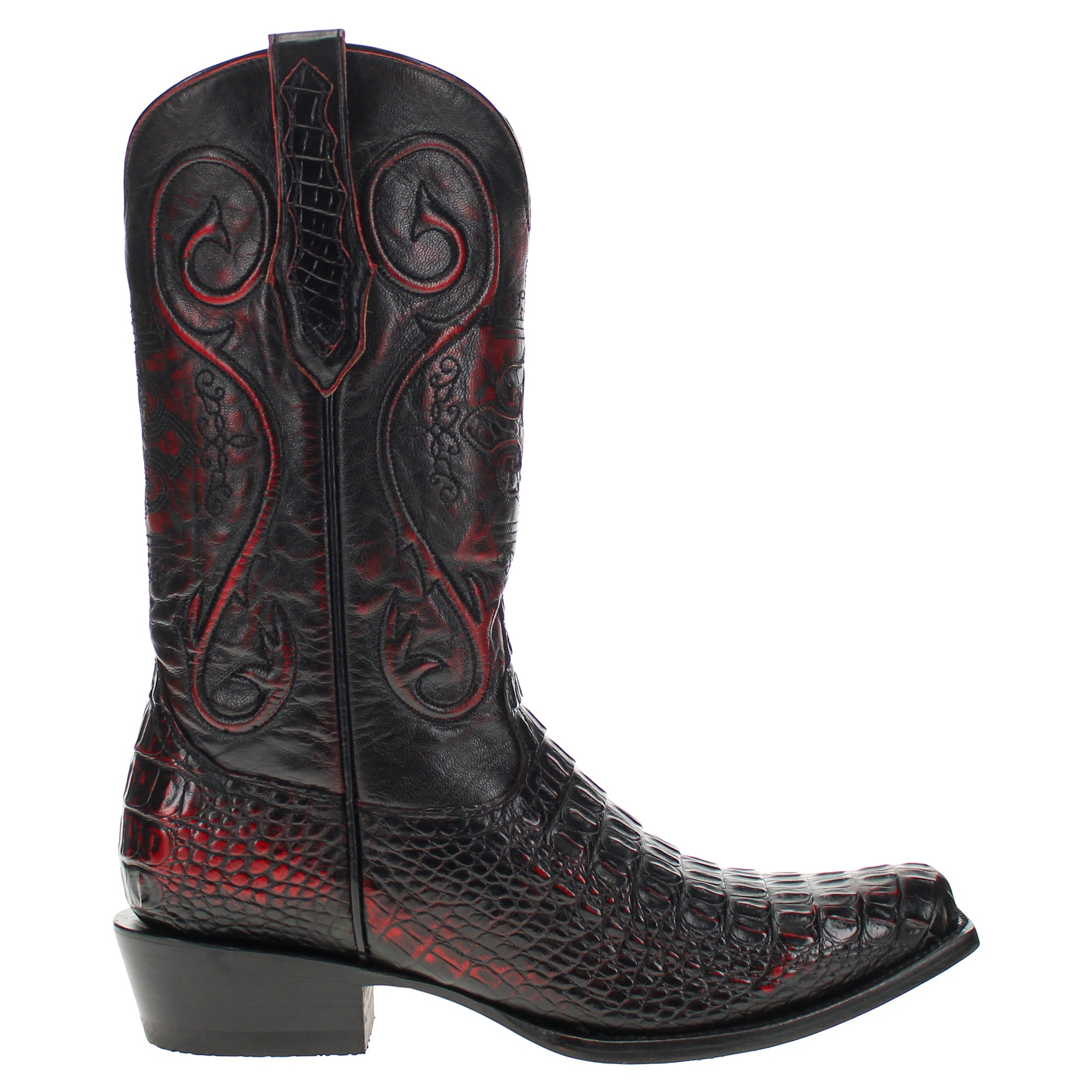 Men's Black Cherry American Alligator Hornback JW Toe Cowboy Boots by Vaccari
