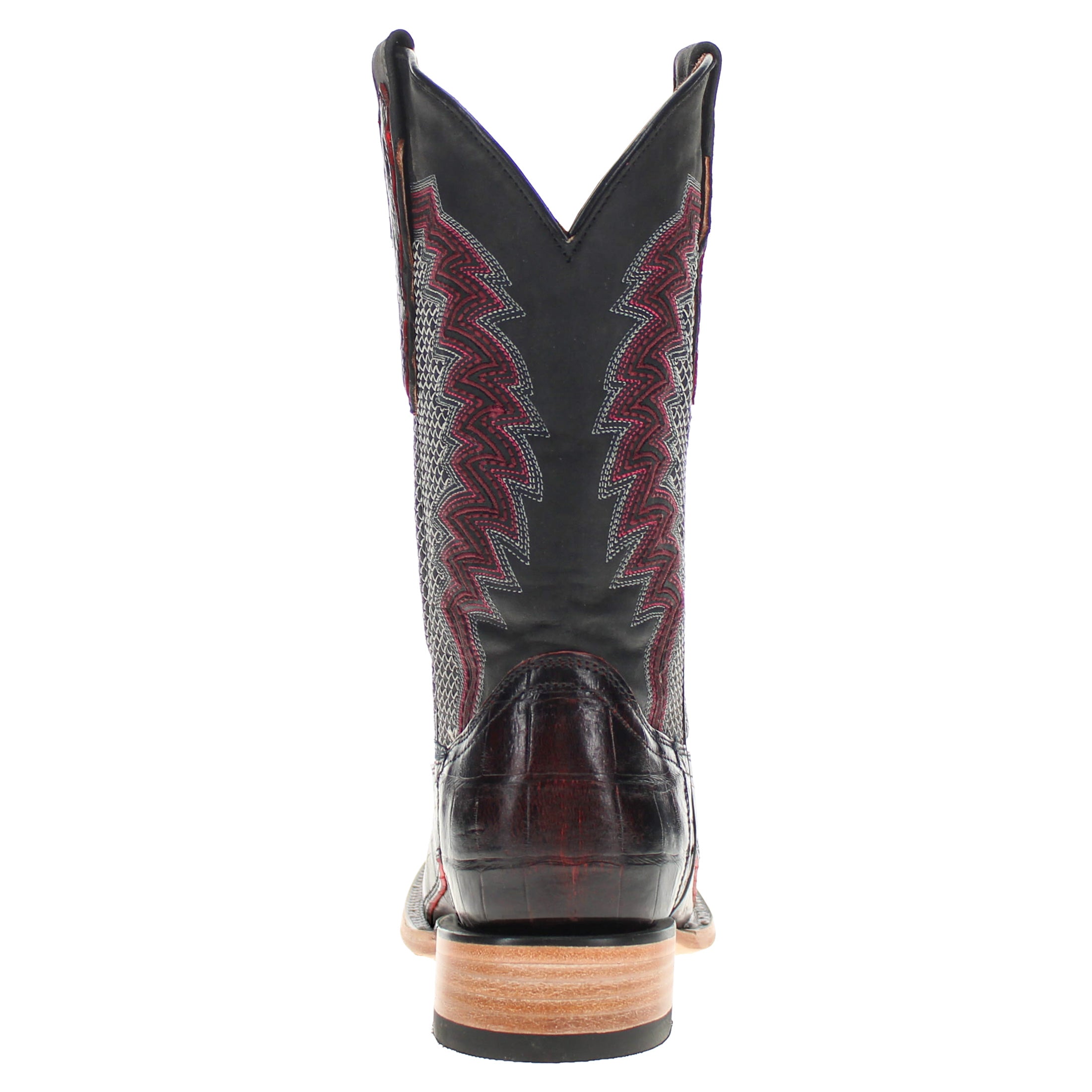 Mens Black Cherry American Alligator Belly Tail Square Toe Cowboy Boots with Similar Look to Caiman by Vaccari
