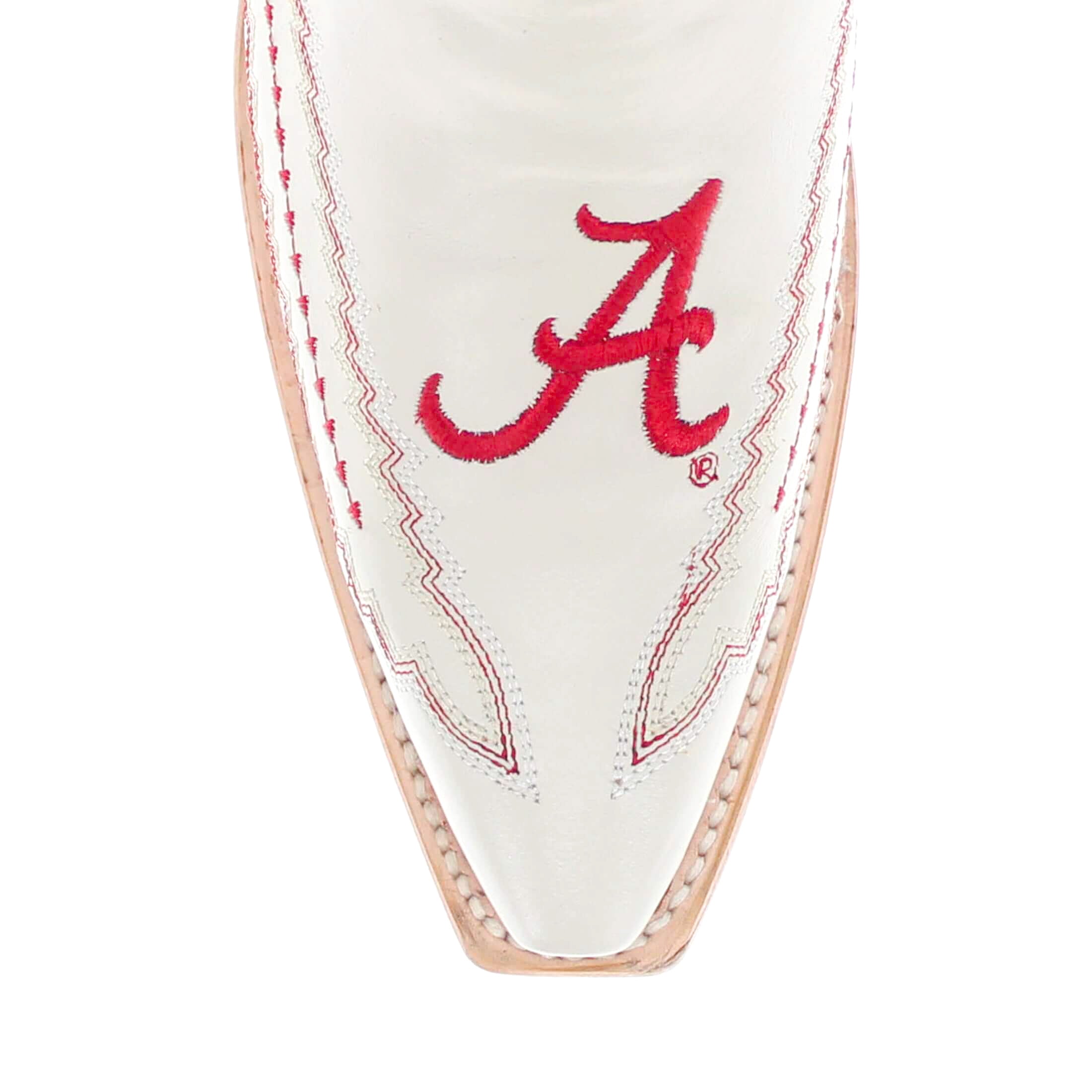 Women's University of Alabama Cowgirl Boots Bone Leather Snip Toe Boots by Vaccari