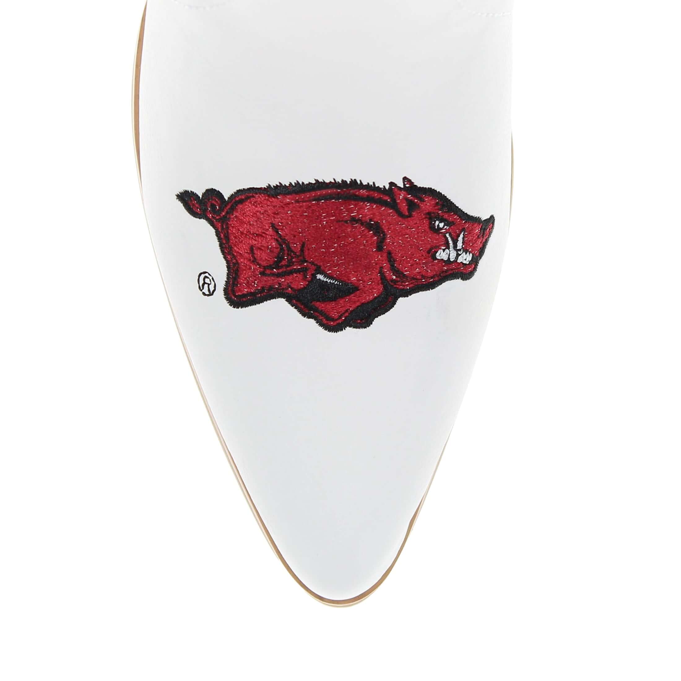 University of Arkansas Blair Tall White Boot By V By Vaccari