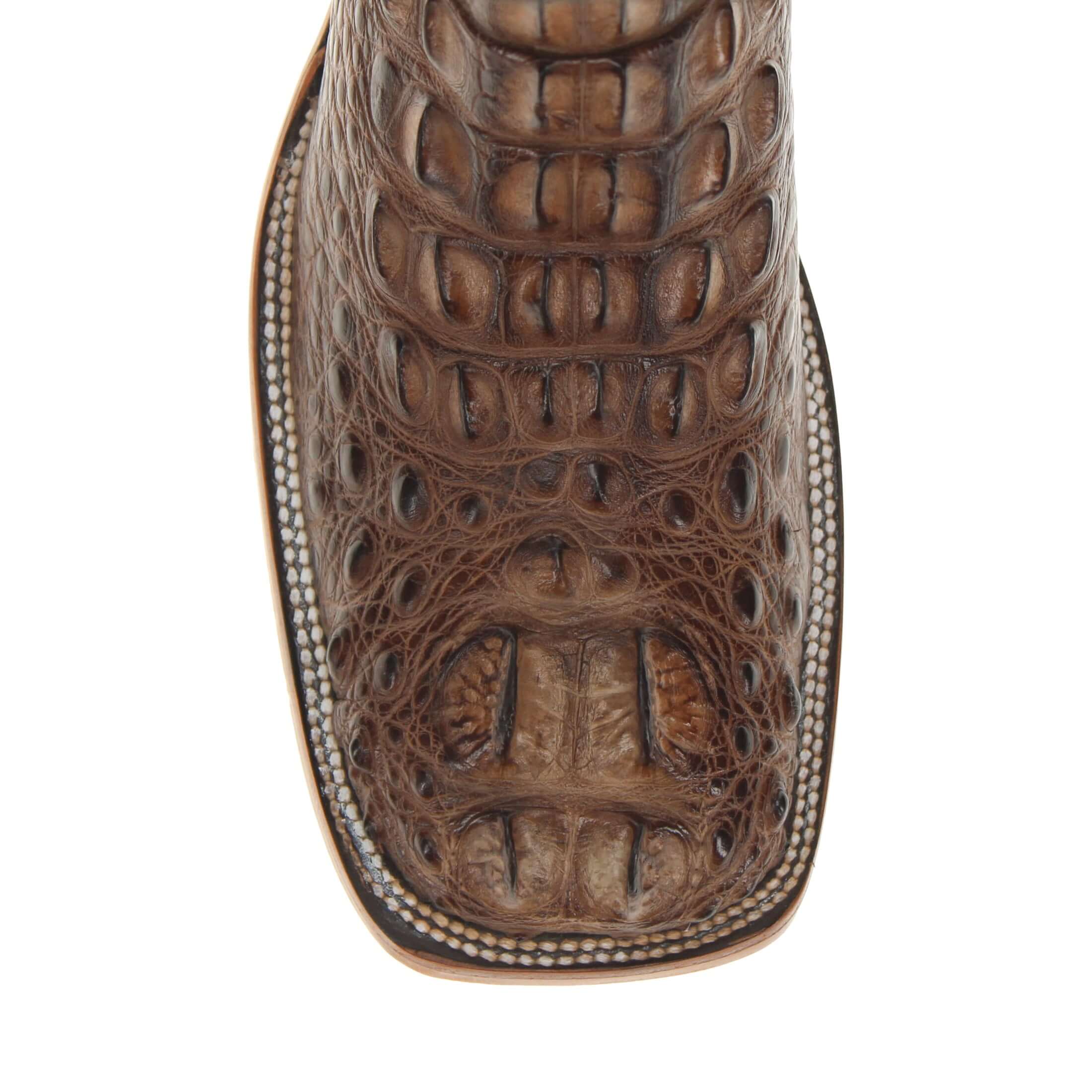 Men's Mocha American Alligator Headcut Broad Square Toe Boots Zane by Vaccari