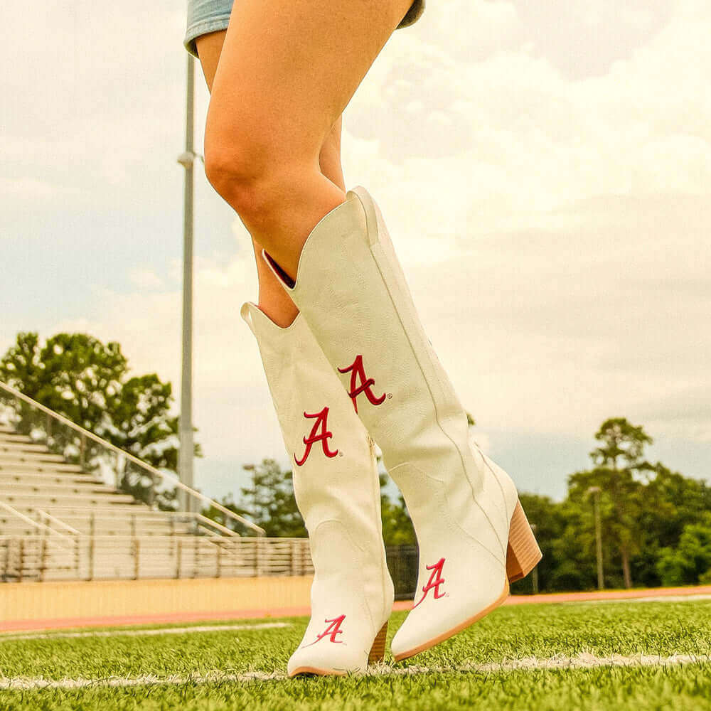 University of Alabama Tall White Cowgirl Boots Blair by V by Vaccari