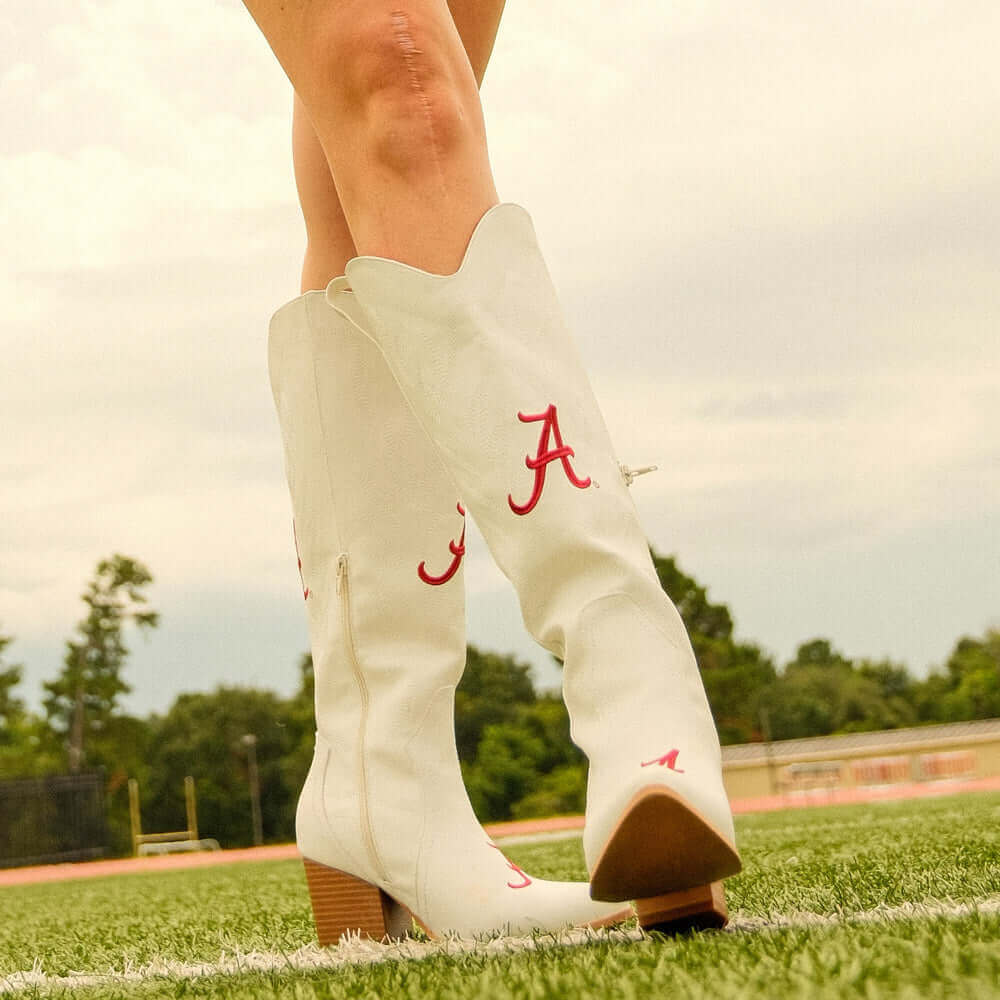 University of Alabama Tall White Cowgirl Boots Blair by V by Vaccari