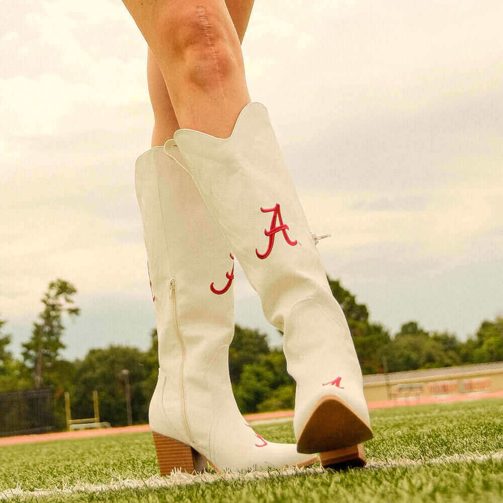 University of Alabama Tall White Cowgirl Boots Blair by V by Vaccari