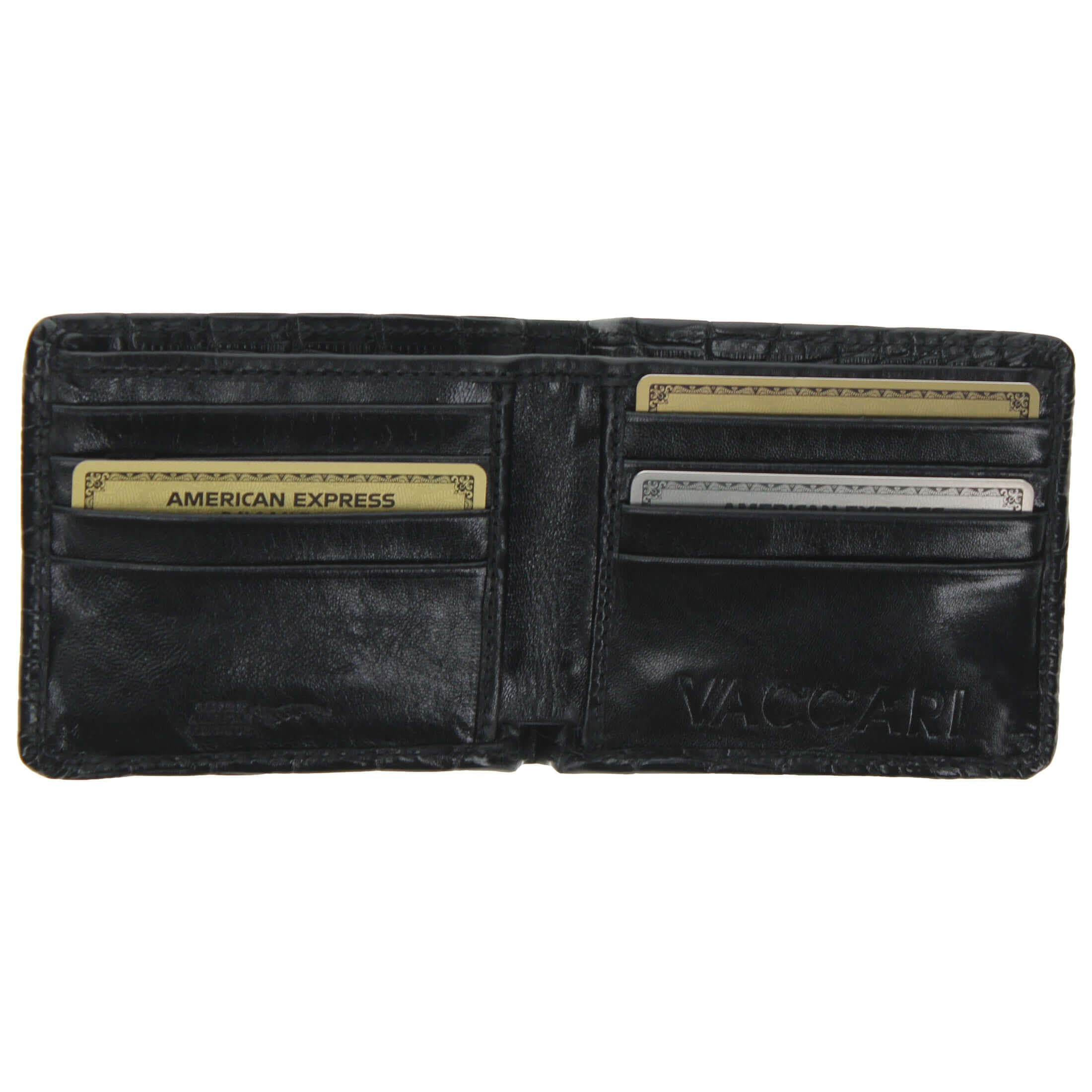 Black Alligator Belly Bifold Wallet by Vaccari Core