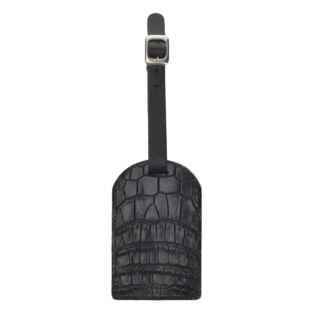 Black Alligator Belly Luggage Tag by Vaccari Core