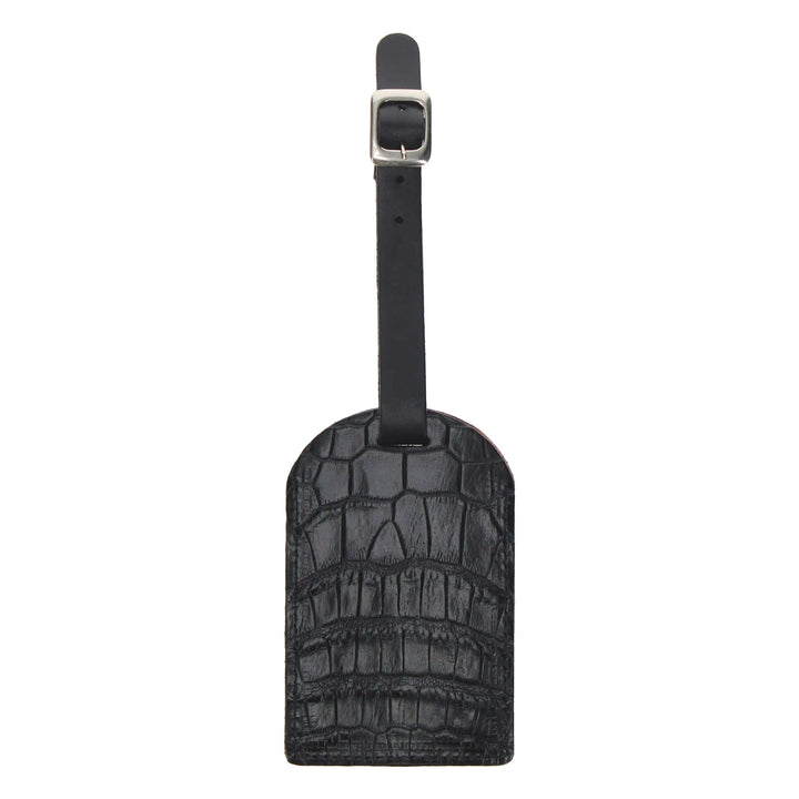 Black Alligator Belly Luggage Tag by Vaccari Core