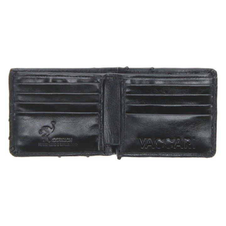 Black Full Quill Ostrich Billfold Wallet by Vaccari