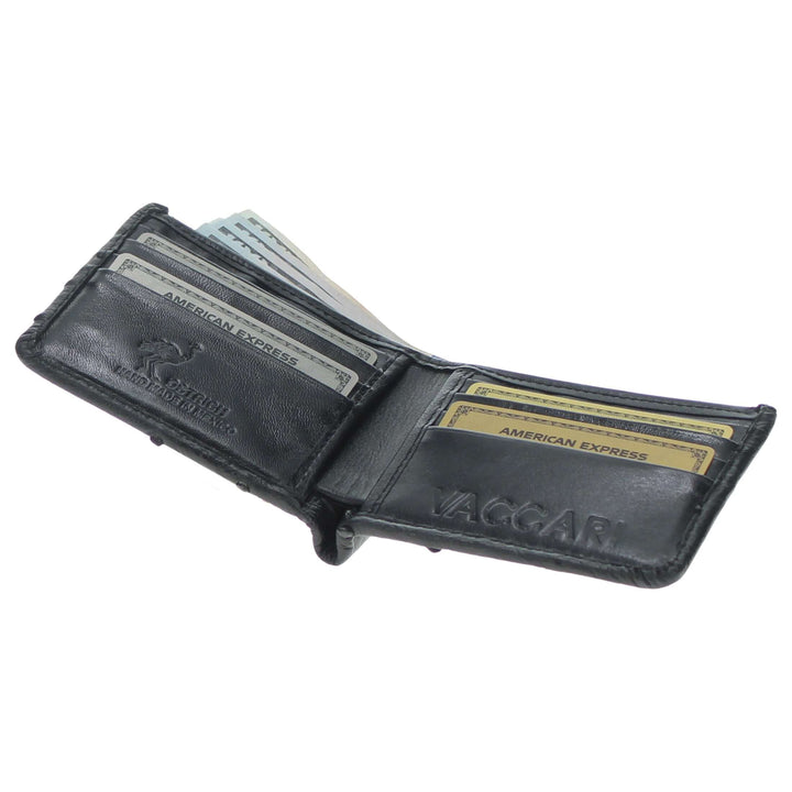 Black Full Quill Ostrich Billfold Wallet by Vaccari