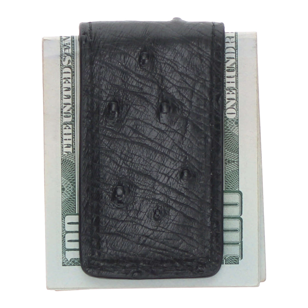 Black Full Quill Ostrich Money Clip by Vaccari