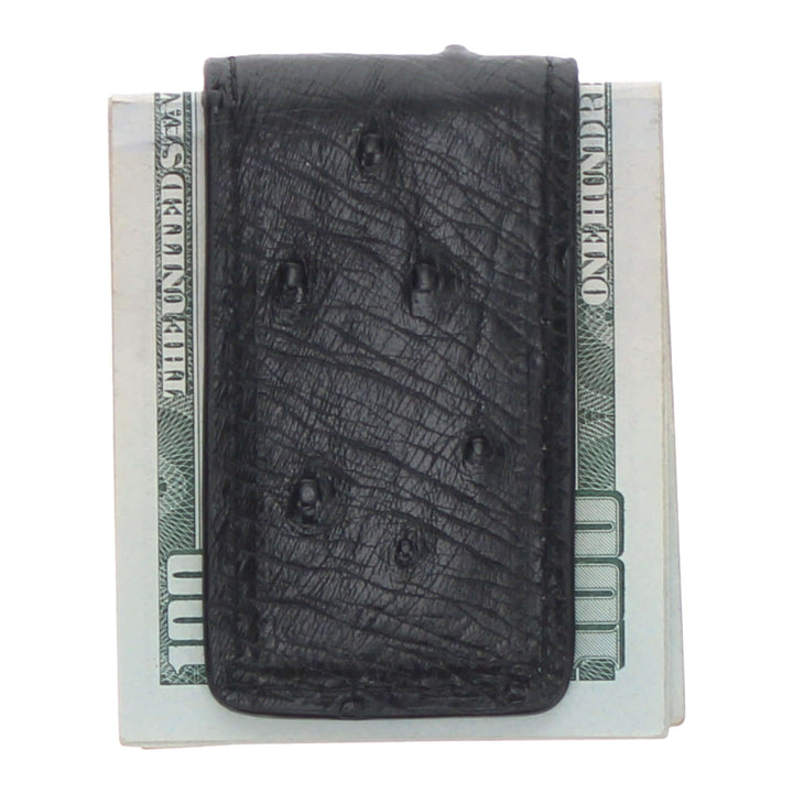 Black Full Quill Ostrich Money Clip by Vaccari