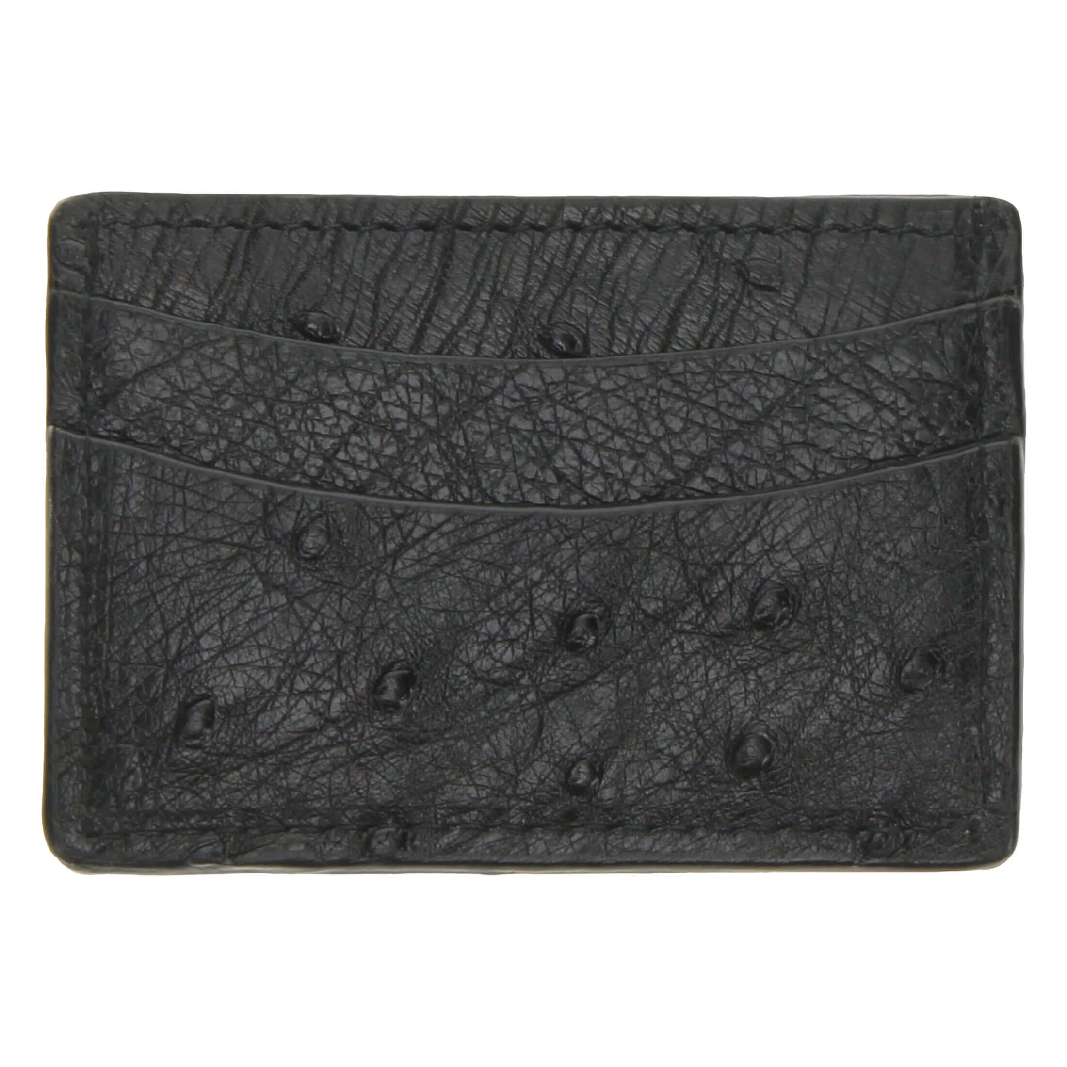 Black Full Quill Ostrich Card Holder by Vaccari