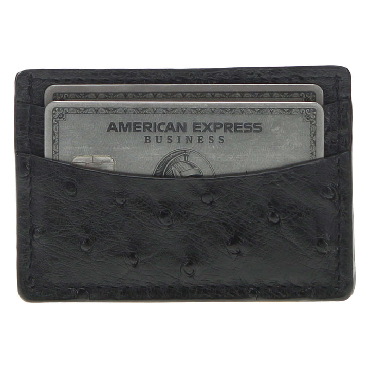 Black Full Quill Ostrich Card Holder by Vaccari