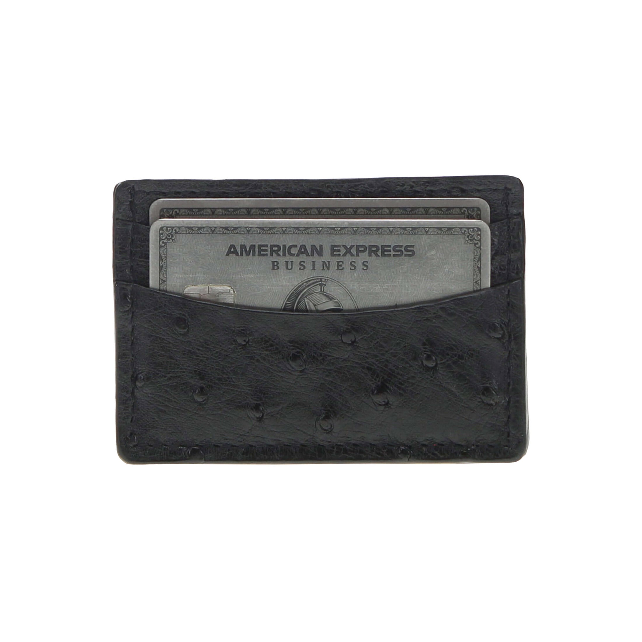 Black Full Quill Ostrich Card Holder by Vaccari