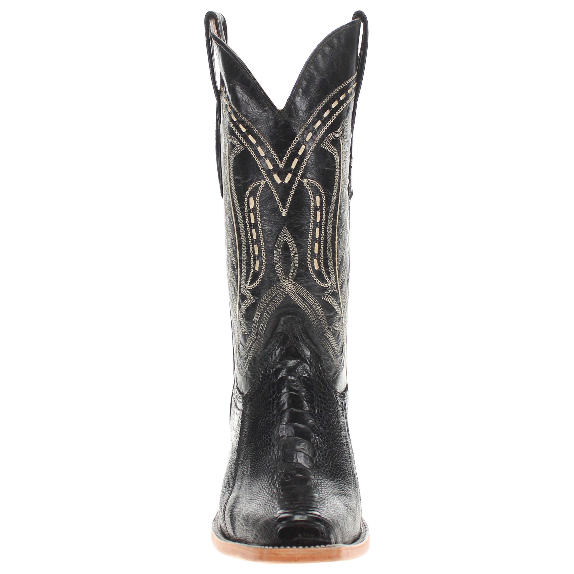 Men's Black Ostrich Leg JW Toe Cowboy Boots Leo by Vaccari