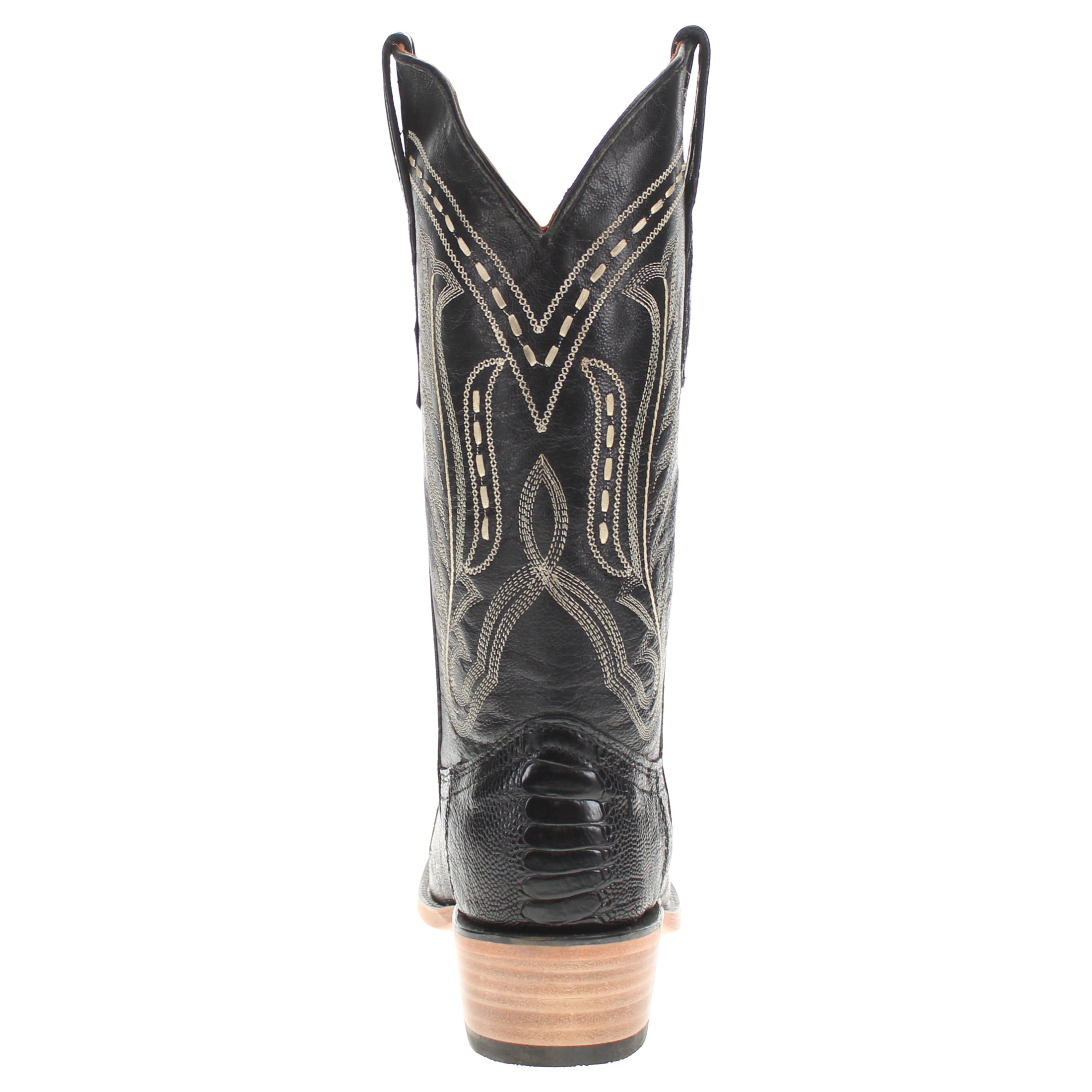 Men's Black Ostrich Leg JW Toe Cowboy Boots Leo by Vaccari