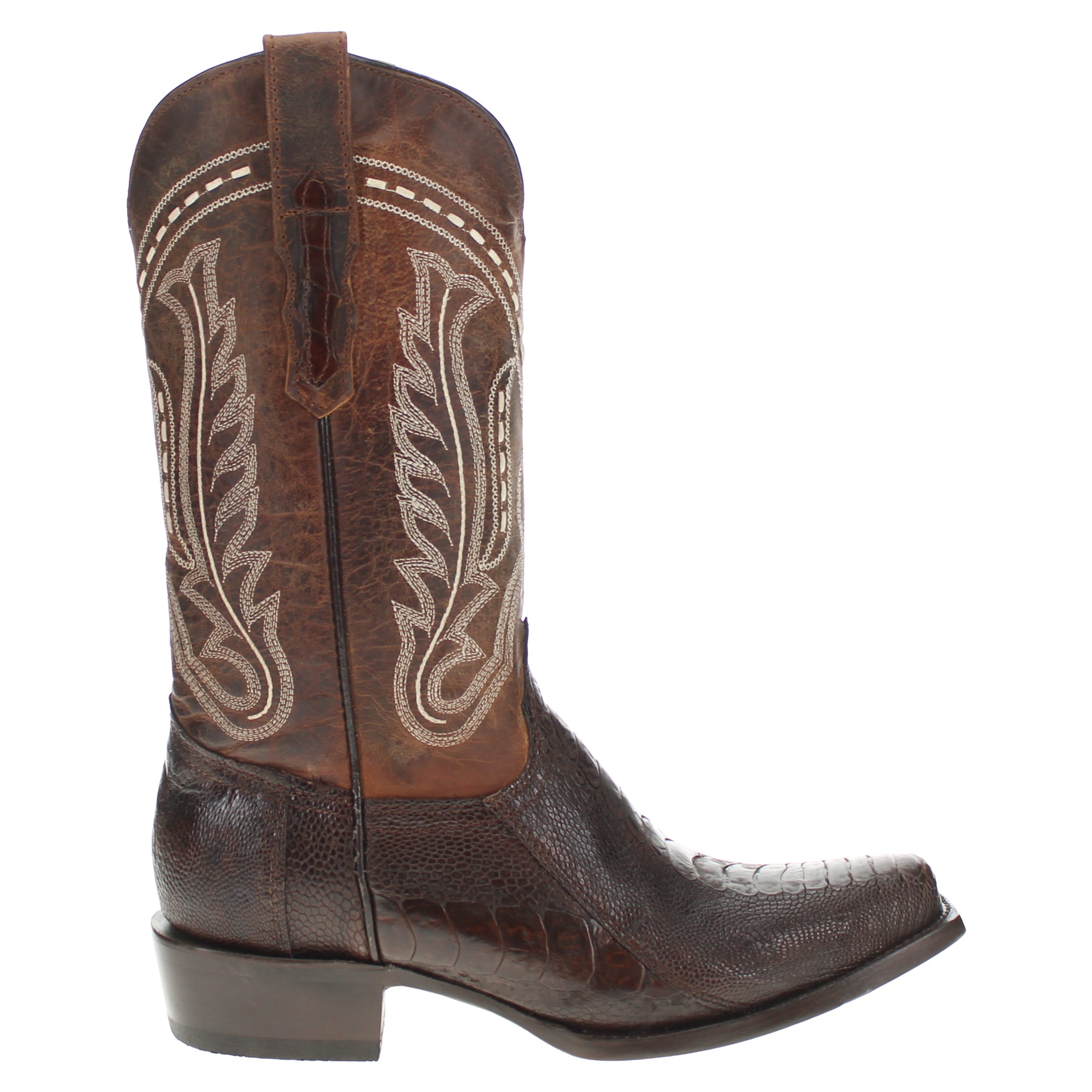 Men's Mocha Ostrich Leg JW Toe Cowboy Boots Leo by Vaccari