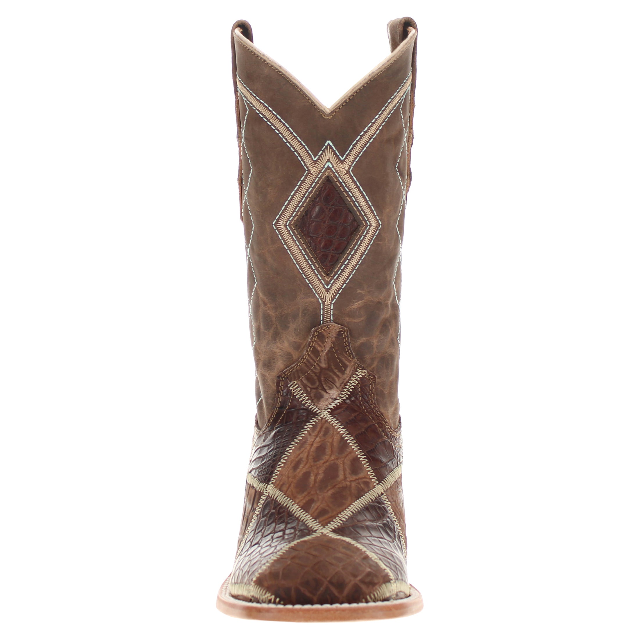 Men's Mocha Patchwork Alligator Belly Square Toe Cowboy Boots Holden by Vaccari