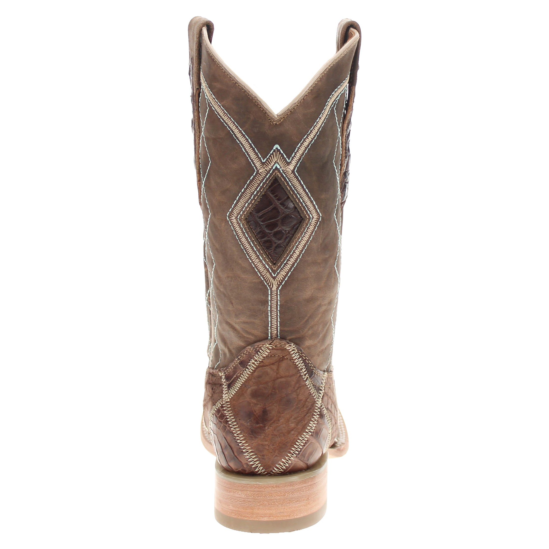 Men's Mocha Patchwork Alligator Belly Square Toe Cowboy Boots Holden by Vaccari