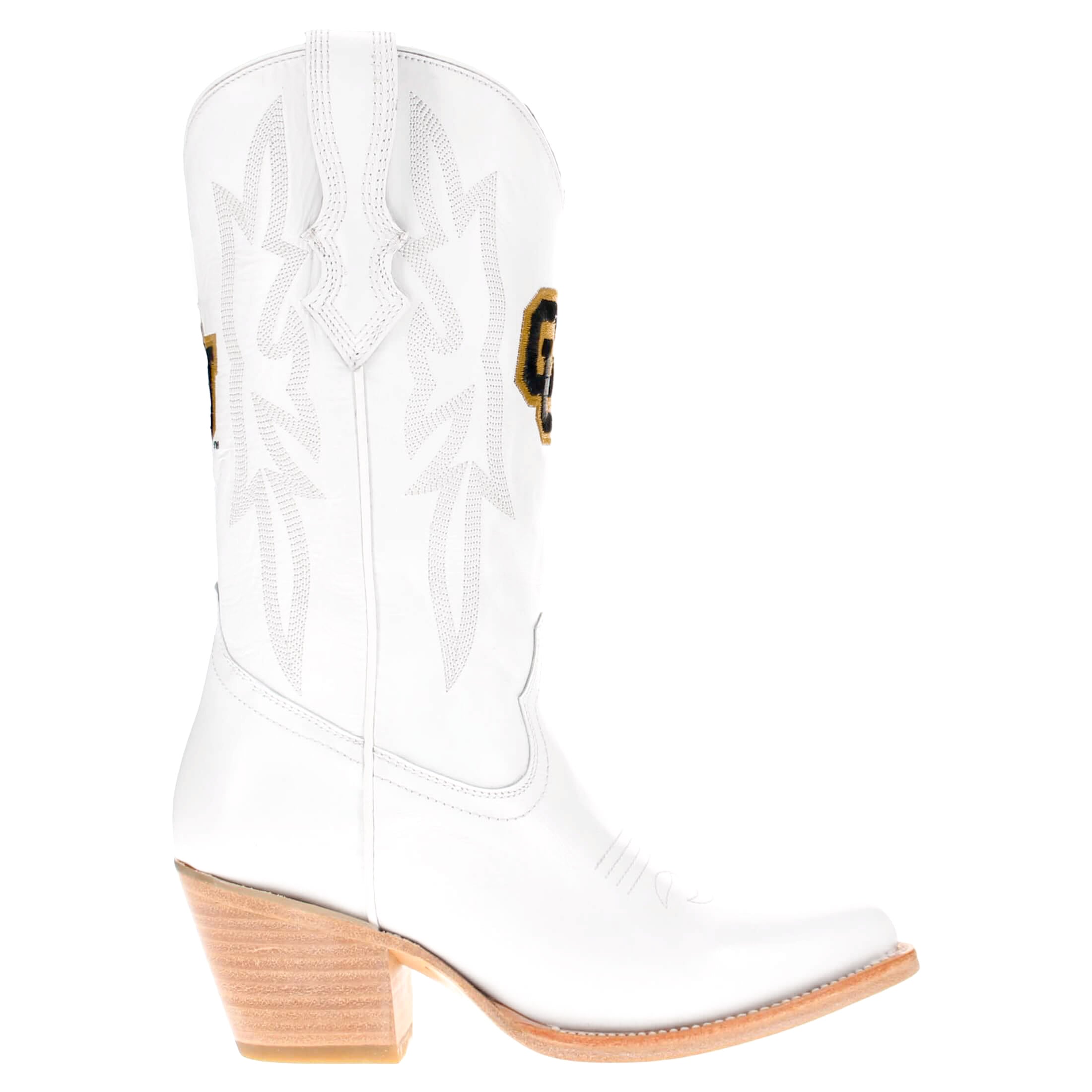 Women's University of Colorado All White Pointed Toe Cowgirl Boots Leighton Vaccari University