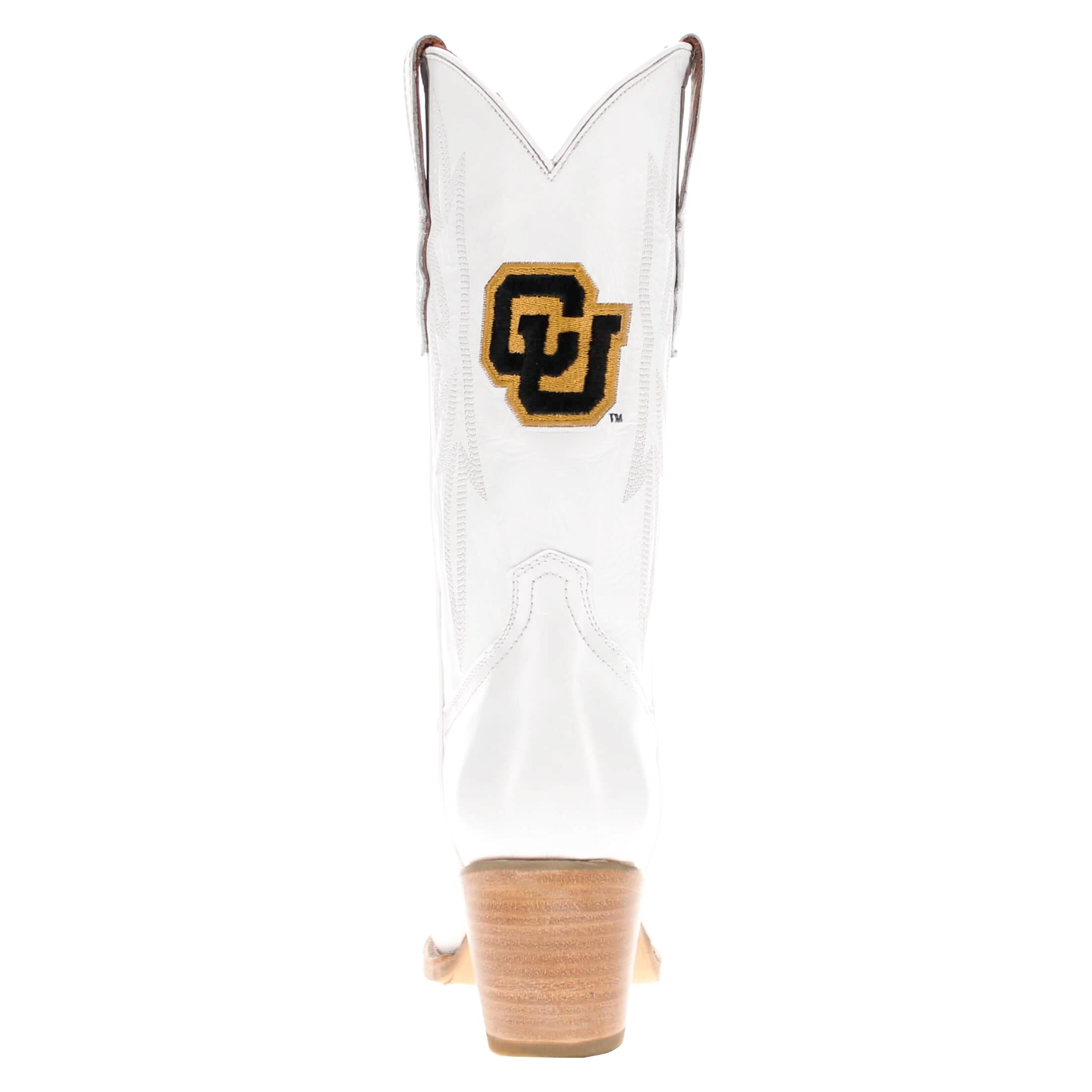 Women's University of Colorado All White Pointed Toe Cowgirl Boots Leighton Vaccari University