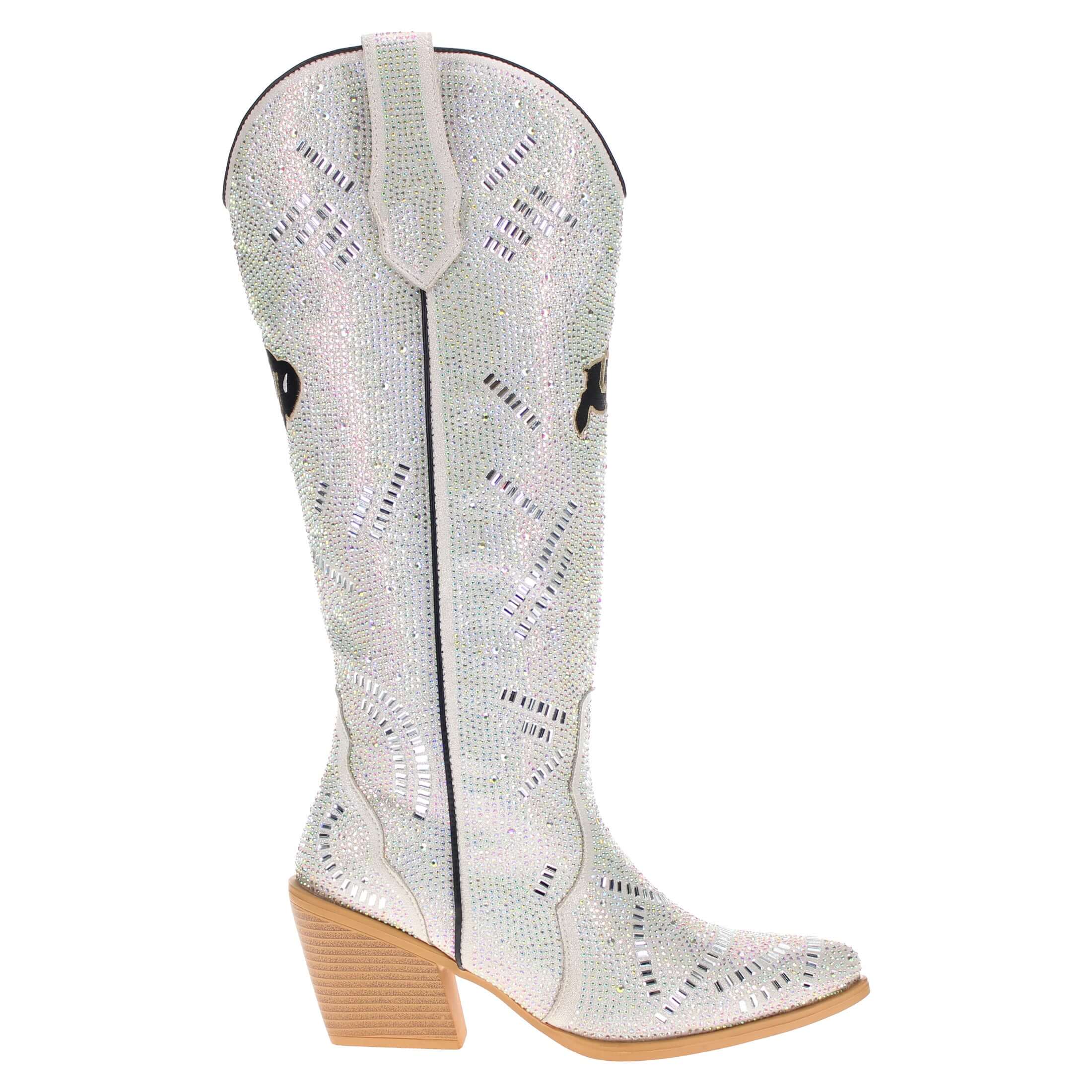 Women's University of Colorado Natural Tall Bling Cowgirl Boots Amber by V by Vaccari
